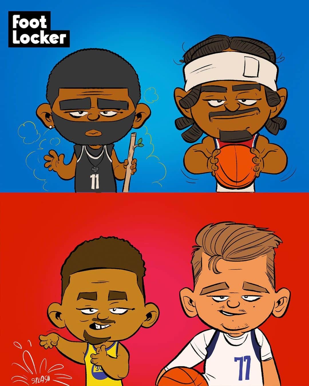 Foot Lockerのインスタグラム：「EAST vs. WEST starters. Who you got? #nbaallstars  🎨  by @karmoruu」