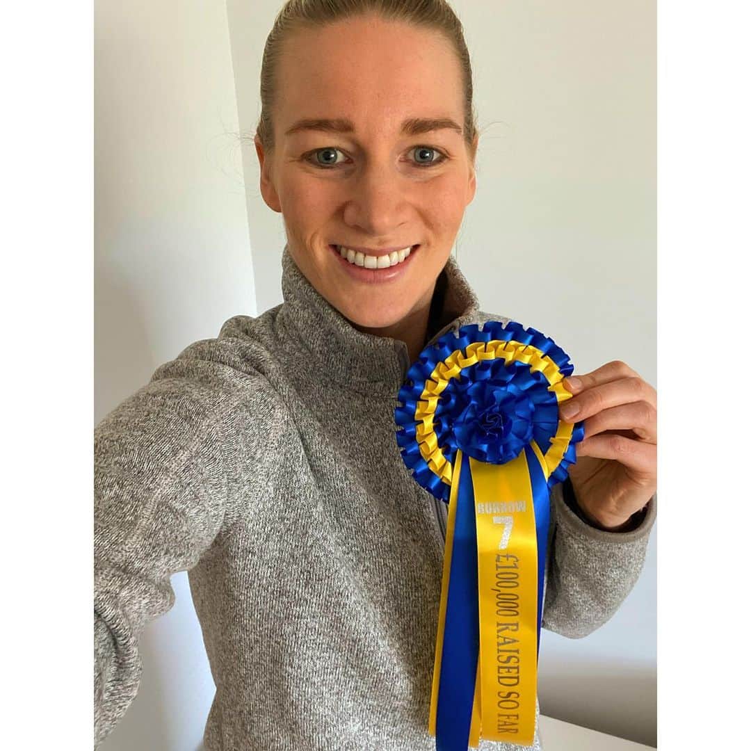 ジェンマ・ボナーのインスタグラム：「THANK YOU!! ... An incredible £100,000 raised for @burrowseven already 💙💛#mndawareness #fightmnd」