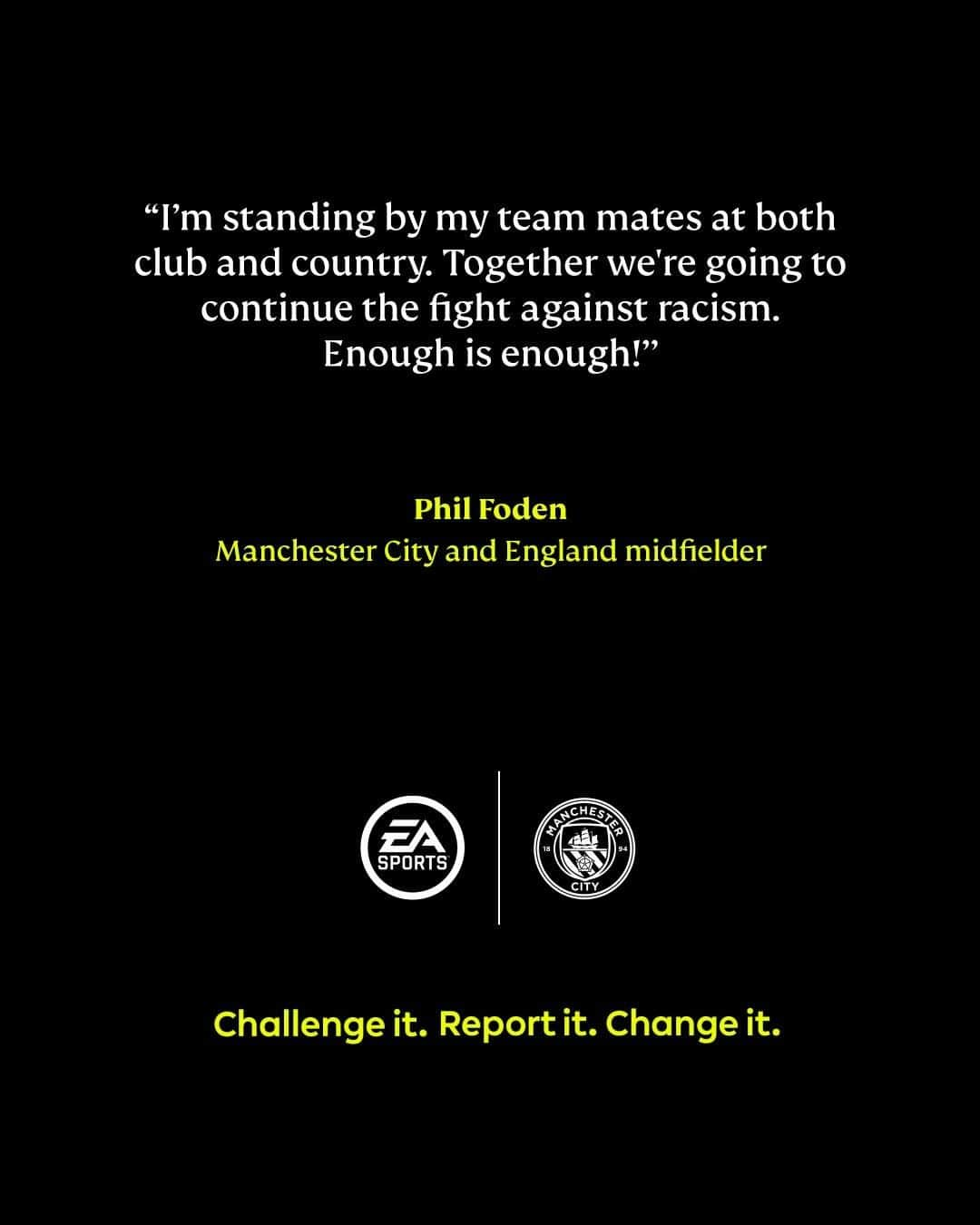 マンチェスター・シティFCさんのインスタグラム写真 - (マンチェスター・シティFCInstagram)「“I’m standing by my teammates at both club and country. Enough is enough!”  Not in Manchester. Not in the @premierleague. There’s no room for racism in our game, or anywhere.  Together we can all do more to make a positive impact. If you see discrimination, Challenge it. Report it. Change it. Learn more at premierleague.com/noroomforracism  #NoRoomForRacism @easportsfifa #FIFA21 #mancity」2月20日 3時00分 - mancity