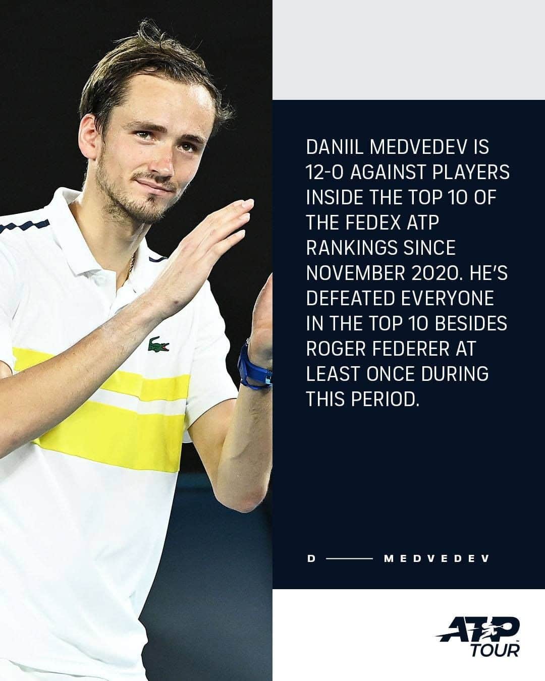 ATP World Tourさんのインスタグラム写真 - (ATP World TourInstagram)「Medvedev's Dozen 🤯 #AusOpen」2月20日 3時11分 - atptour