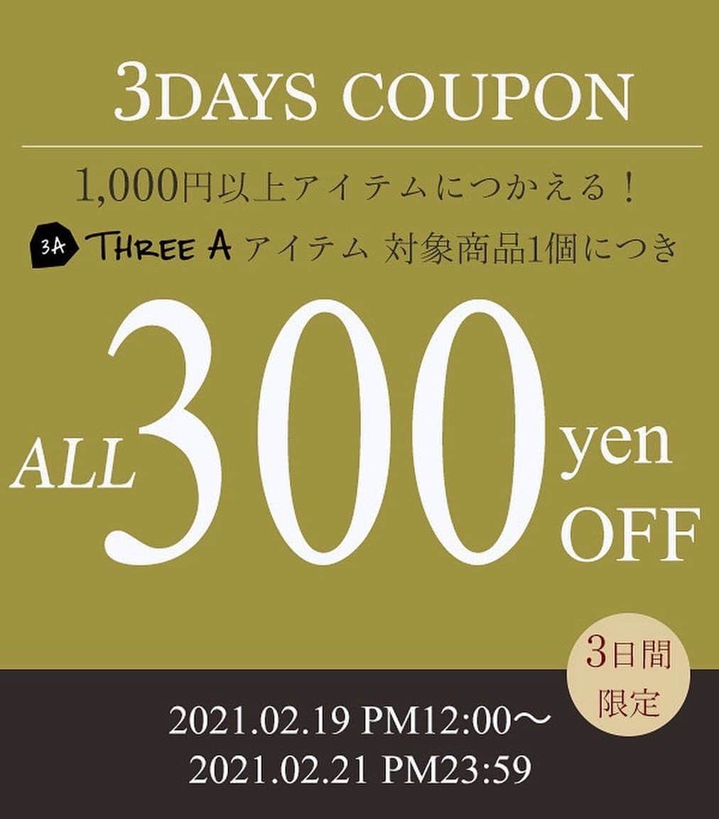 THREE A【スリーアッシュ】のインスタグラム
