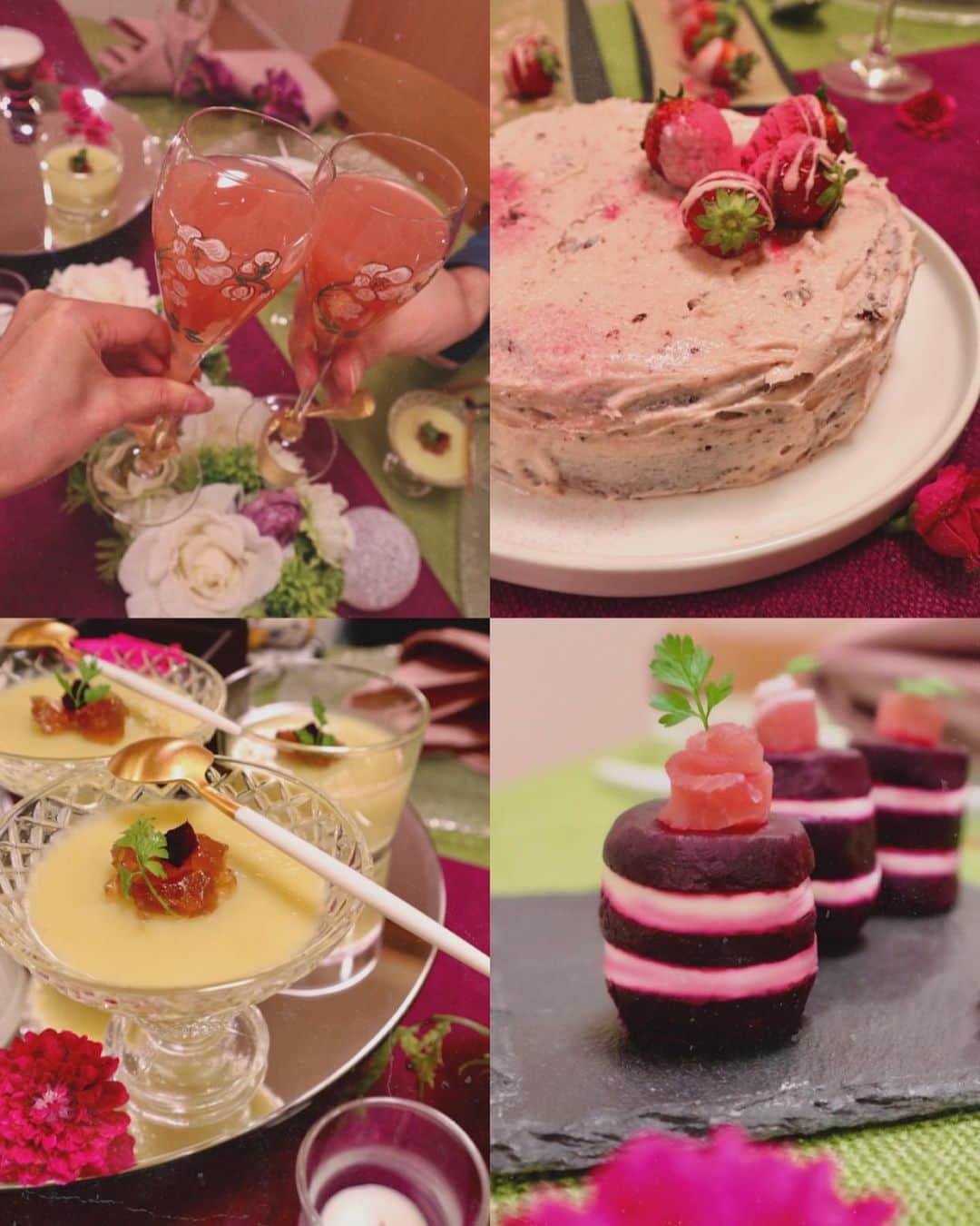 MARINのインスタグラム：「𝑅𝑜𝑚𝑎𝑛𝑡𝑖𝑐 𝑉𝑎𝑙𝑒𝑛𝑡𝑖𝑛𝑒’𝑠 𝐷𝑎𝑦 𝐷𝑖𝑛𝑛𝑒𝑟 - appetizers & lovely cake - . . .  #homemade #dinnerathome #valentinecookies #valentinesdinner  #couplegoals #lifestyle #recipe #pinkfood #バレンタインレシピ #おもてなし #ピンク #ビーツ #春の料理 #romanticcouples」