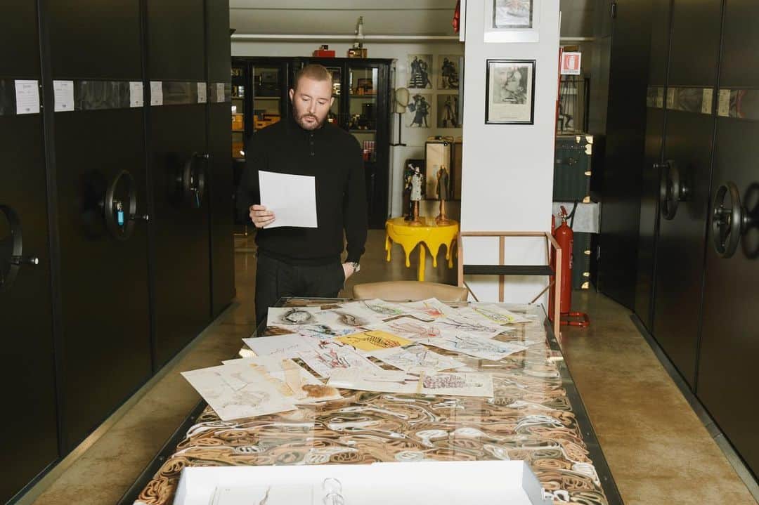 Fendiのインスタグラム：「“Karl was a designer that every designer looked up to and I feel privileged to be able to look at his vast archive at Fendi “  @mrkimjones  Photographer: @brett_lloyd」