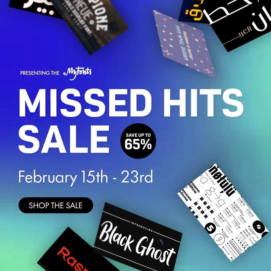 myfontsさんのインスタグラム写真 - (myfontsInstagram)「It’s day 5 of our #MissedHits #fontsale, and we’ve got 100+ “missed hits” from this past year, each available at a huge discount: https://bit.ly/3aZtfgX  #typography #tipografía #typographie #clóghrafaíocht #типографија #друкарня #tipografiya #qorista #qoraalka #ଟାଇପୋଗ୍ରାଫି #タイポグラフィ #版式 #типография #tipografi #টাইপোগ্রাফি #የትየባ ጽሑፍ #zolembalemba #τυπογραφία #ടൈപ്പോഗ്രാഫി #хэвлэх #टाइपोग्राफी #ટાઇપોગ્રાફી」2月19日 23時35分 - myfonts