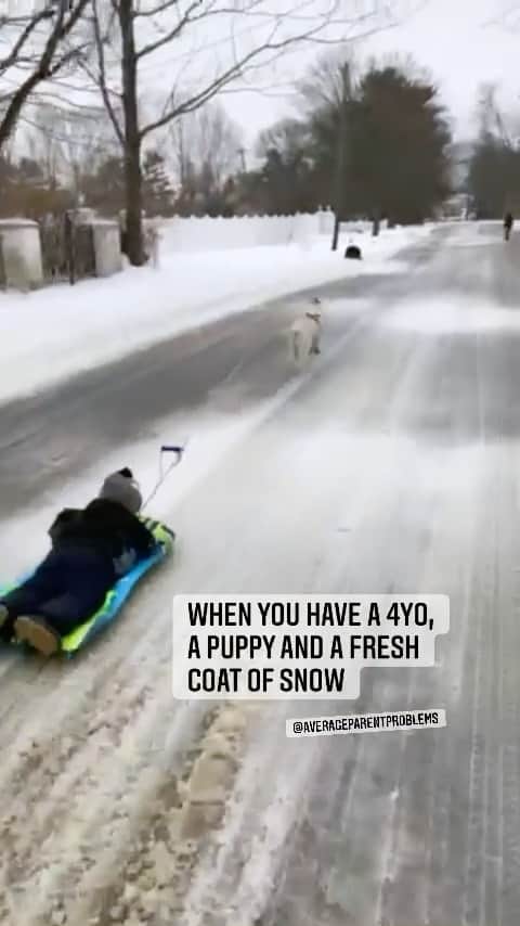 Average Parent Problemsのインスタグラム：「Can I go next??? #averageparentproblems #kids #snowday」