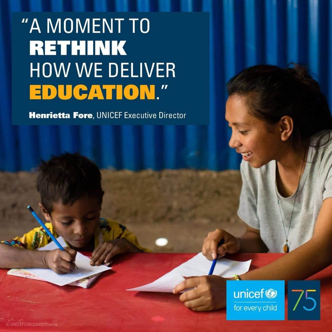 unicefさんのインスタグラム写真 - (unicefInstagram)「“We can revolutionize learning and skills development for an entire generation of children.” Executive Director Henrietta Fore in an open letter on how we can reimagine a better post-COVID-19 world #ForEveryChild.⁣  ⁣ UNICEF aims to provide quality education - through digital learning, internet connectivity, devices and affordable data - to 500 million children by the end of 2021.⁣」2月20日 1時45分 - unicef