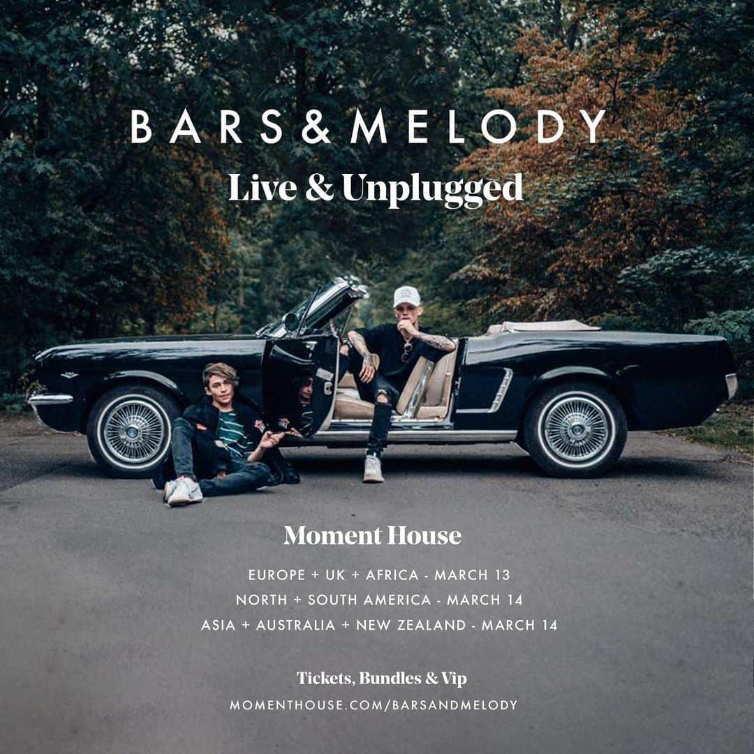 Bars and Melodyのインスタグラム：「Tickets on sale now!!! Link in bio 💜   Multiple ticket & merch bundles, Virtual meet & Greets, exclusive merch, after show party with world wide preview of the next single!  See you there 💜💜  @momenthouse」