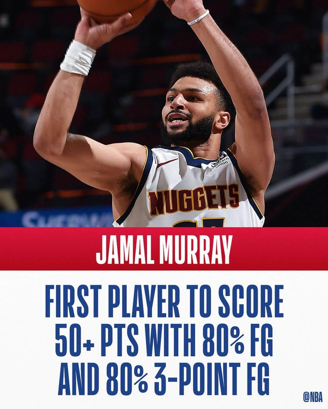 NBAさんのインスタグラム写真 - (NBAInstagram)「With a regular season career-high 50 PTS, Jamal Murray becomes the first player in @nbahistory to record 50+ PTS, with 80% FG and 80% 3-PT FG in a game!」2月20日 11時56分 - nba