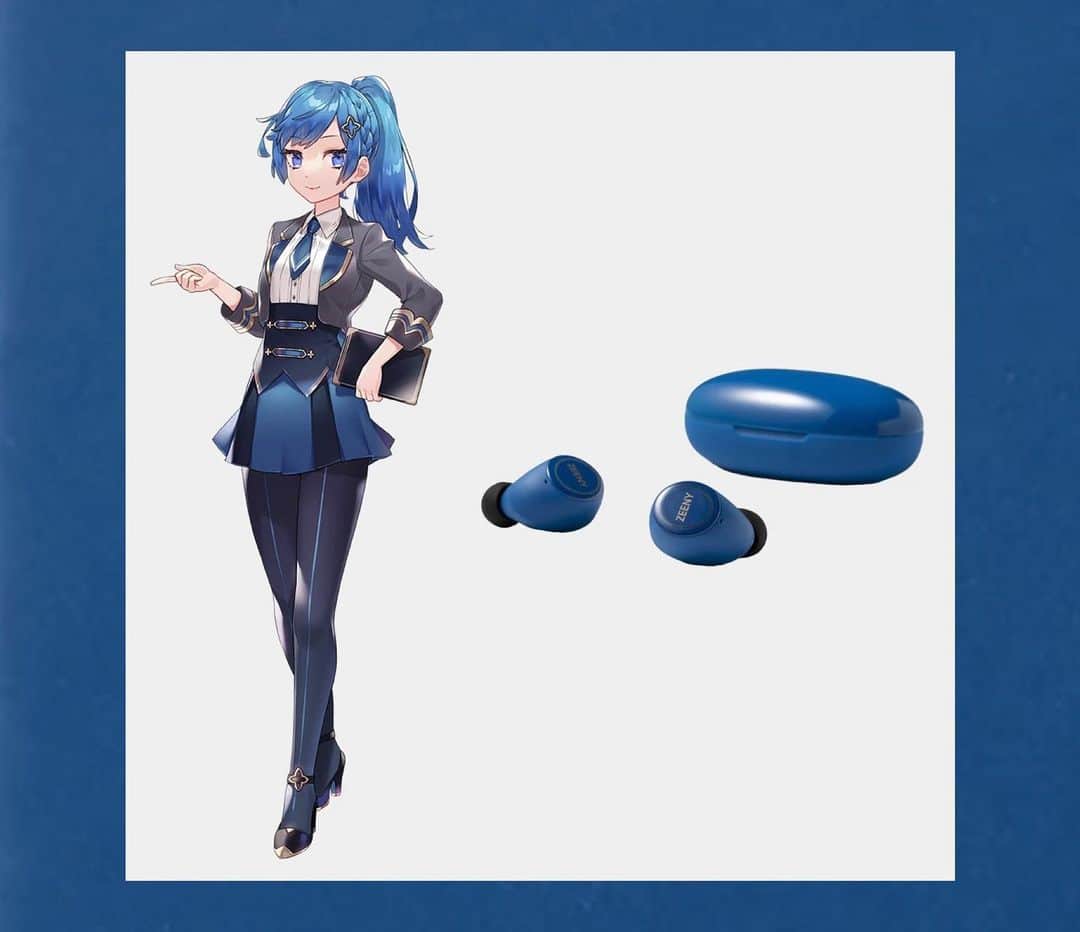 森田涼花のインスタグラム：「🔹🔹💙🔹🔹 Special Edition 蒼井 一二三 for Zeeny Lights CV.森田涼花 (Classic Blue color) Bluetooth wireless earbuds 3月1日(月)発売🫐  【蒼井一二三 Profile】 Zeeny女學園生徒。1月23日生まれの16歳。 身長160cm。得意科目は体育（運動全般)弓道部所属。 好きな食べ物は焼き魚。苦手なものは虫全般。 左利きの大食い。口癖は「ふ〜ん」」