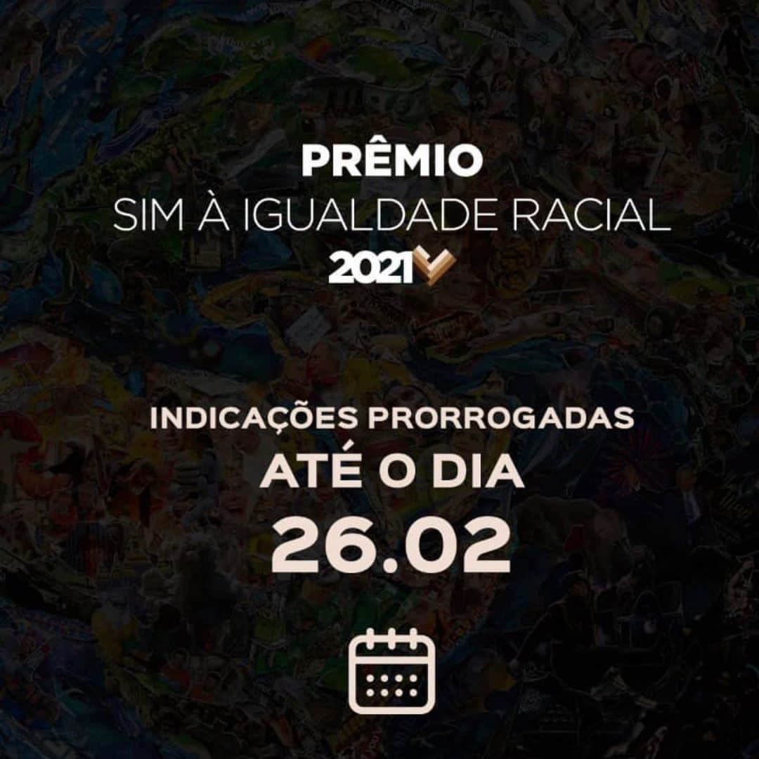 ファチマ・ベルナルデスのインスタグラム：「As indicações foram prorrogadas até 26/02. A ideia do prêmio é reconhecer aqueles que trabalham em prol da igualdade racial no Brasil. E vc pode indicar pessoas ou instituições. Dá uma olhada no perfil do @ID_BR pra saber como fazer sua indicação. Vamos dizer sim à igualdade racial.」