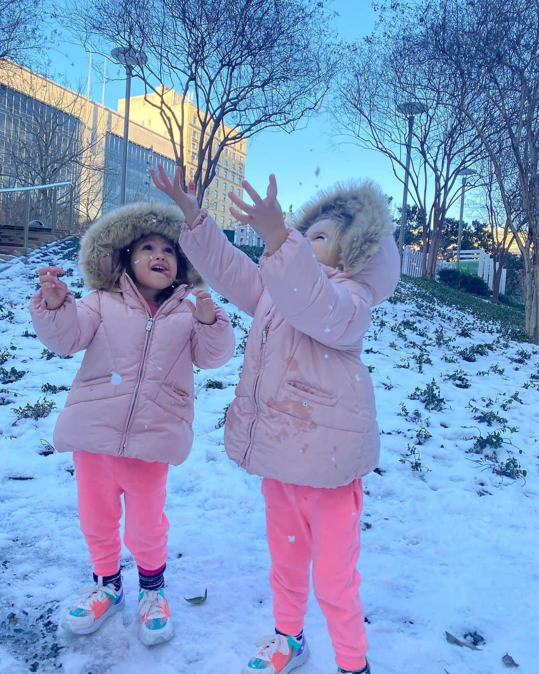 シェイラ・カストロのインスタグラム：「Hoje estava um pouco menos fruo, e com sol (-3 graus celsius), então fomos brincar um pouquinho na neve!!! Diversão pura! #albumdalizeninna #sheillacastro #dallas #au #beunlimited」