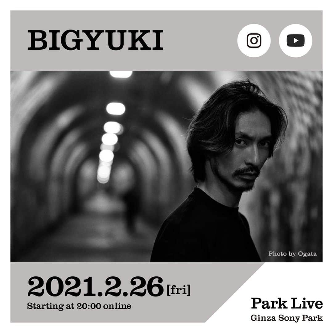 GINZA SONY PARK PROJECTさんのインスタグラム写真 - (GINZA SONY PARK PROJECTInstagram)「[Park Live] *English below⁠ 2月26日(金)20:00～はBIGYUKIによる、Park Live。⁠ YouTubeとInstagramのライブ配信にてご覧いただけます。⁠ ⁠Park Liveでは、世界を舞台に活躍する奏者によるピアノ・ソロをお楽しみください。⁠ ⁠ 日時：2021年2月26日(金)20:00～⁠ 配信：YouTube、Instagram⁠ YouTube: https://youtu.be/eg-WpfCbdKw⁠ Instagram: https://www.instagram.com/ginzasonypark/⁠ 出演者：BIGYUKI⁠ ⁠ BIGYUKI (ビッグユキ）⁠ 6歳でピアノを始め、クラシックを学ぶ。高校卒業後渡米し、バークリー音楽大学へ入学。その後ニューヨークに活動の場を移し、以降タリブ・クウェリやビラルのバンドに在籍し、演奏の場を広げていく中で、HipHopやR&Bのみならずジャズのシーンでも称賛を浴びるようになった。鬼才と呼ばれる新世代ドラマー＝マーク・ジュリアナやブルーノートからリリースされた実力派＝マーカス・ストリックランドのアルバムに参加し、2016年にリリースされたA Tribe Called Questのアルバム『We got it from Here…Thank You 4 Your service』にはミュージシャンとして8曲参加、作曲家としても3曲参加。この作品は全米アルバム・チャート1位を獲得した。また、J. Coleの『4 Your Eyes Only』にもミュージシャンとして参加しており、同作も全米1位を記録している。2017年11月には自身のデビュー・フルアルバムとなる『Reaching For Chiron』をリリース。その後も新世代ジャズ台頭の旗手として世界的な人気を高め続けるサックス奏者、カマシ・ワシントンのワールド・ツアーのサポートを務めるなど、日本人ながらブラック・ミュージック・シーンの旗手ともいえる活躍を見せている。近年は日本国内での活動も活発となっており、2018年には朝霧JAM2018への出演、渋谷WWWでのワンマン公演を実施し、2019年にはFUJIROCK FESTIVAL2019にも出演。最新作『2099』を2020年12月にリリースした。⁠ ⁠ ⁠ [Park Live]⁠ Park Live on February 26th (Fri) from 20:00~ (JST) is with BIGYUKI. ⁠ We will be delivering the live performance through YouTube and Instagram Live. ⁠ In this Park Live, please enjoy the solo piano performance by a musician who is active around the world.⁠ ⁠ Date: February 26th (Fri) 2021, 20:00～ (JST)⁠ Livestream: ⁠ YouTube https://youtu.be/eg-WpfCbdKw⁠ Instagram https://www.instagram.com/ginzasonypark/⁠ Performer: BIGYUKI⁠ ⁠ @bigyuki #BIGYUKI #ginzasonypark #銀座ソニーパーク #GS89 #parklive #parkliveartist #ライブ #live #youtubelive #インスタライブ #instalive」2月20日 21時01分 - ginzasonypark