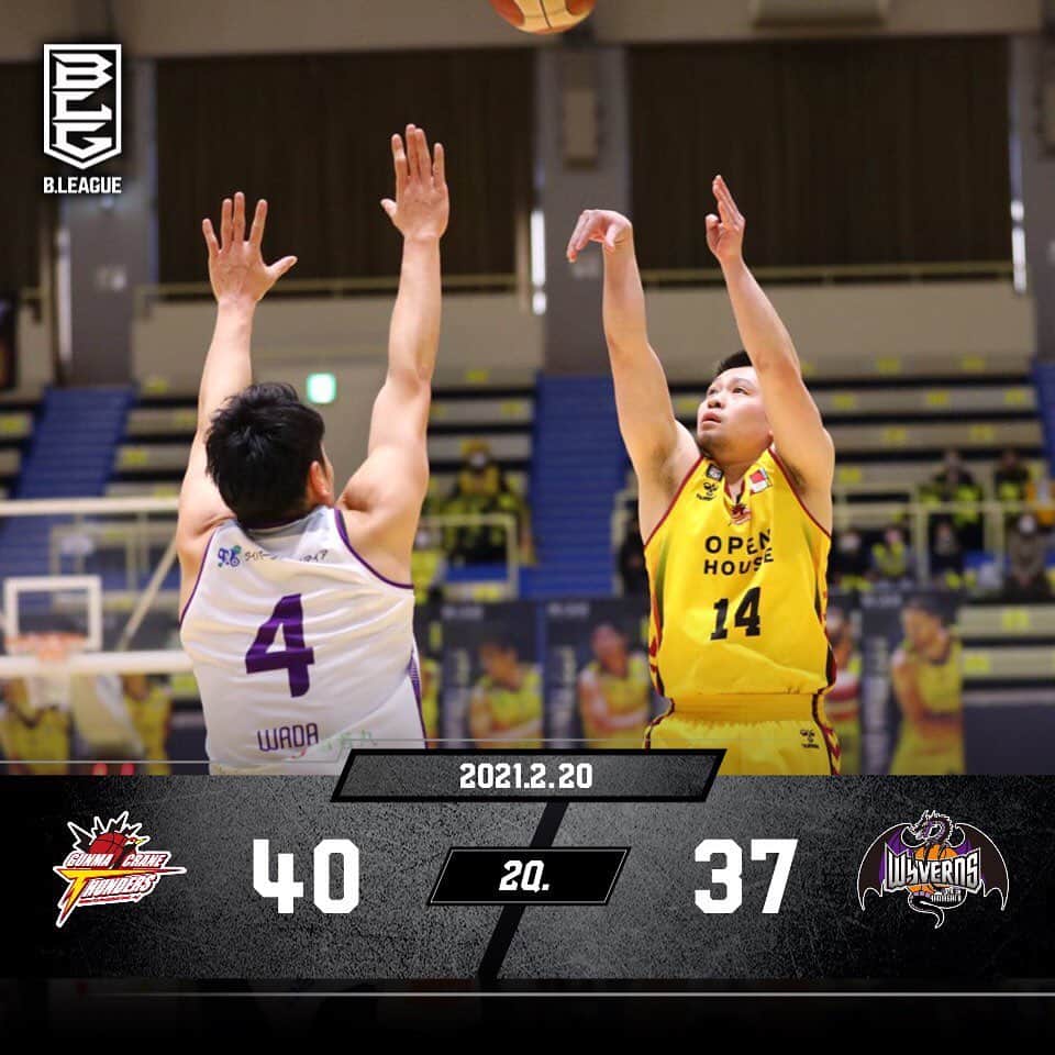 のインスタグラム：「【試合速報】2Q.終了 40点 #群馬クレインサンダーズ  37点 #山形ワイヴァンズ  昨日に続き白熱した一進一退のゲームとなっています‼️ 後半も応援お願いします📣  続きは #バスケットLIVE でご覧ください ▼▼▼ basketball.mb.softbank.jp/lives/6771?utm…」