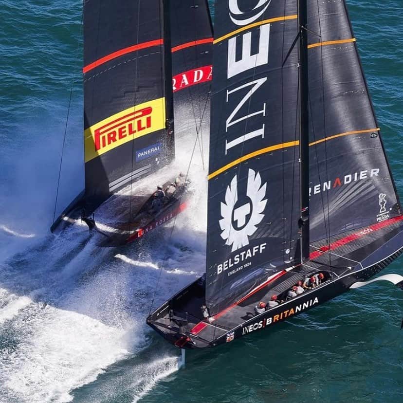 のインスタグラム：「Point on the board. @ineosteamuk take their first win in the series #henrilloyd #ineos #americascup」