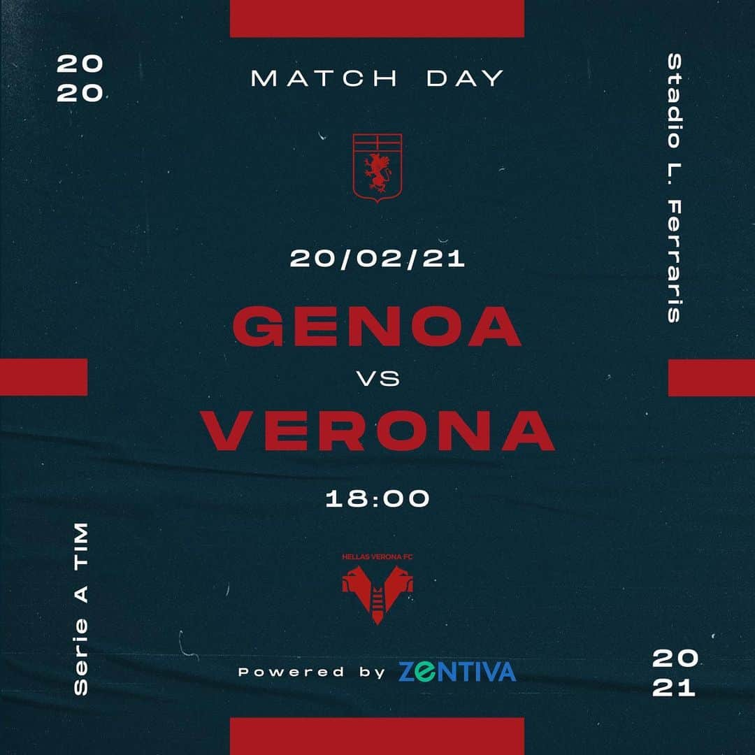 ジェノアCFCさんのインスタグラム写真 - (ジェノアCFCInstagram)「🔴🔵 #GenoaVerona   🏆 @seriea   💪 Forza, Grifone!  ✅ @zentivait」2月20日 18時11分 - genoacfc