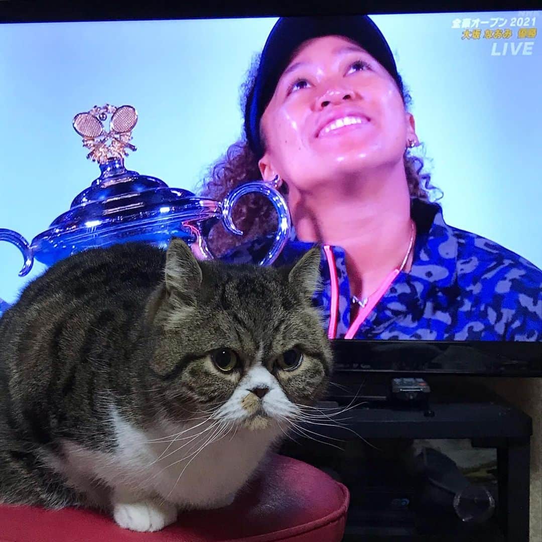 Izumi Kanno??のインスタグラム：「☮️ ㊗️㊗️㊗️😭 あらしは感動のあまり寝てしまった。 * Naomi chan!! 🎾🏆 You are the best!! 👍🏼👍🏼👍🏼 ＊ ＊ ＊」