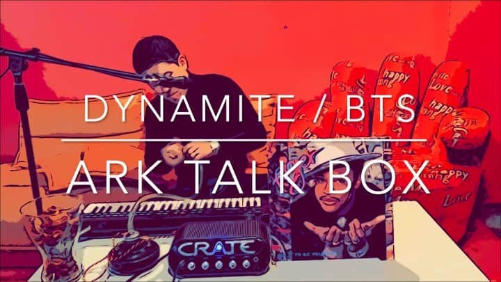 ArakiMasaakiのインスタグラム：「YouTube更新🤩🙌  #bts #dynamite #talkbox #arktalkbox #talkboxcity #recording #トークボックス  @arktalkbox @squid_ink_  @studio_tbc_recording」