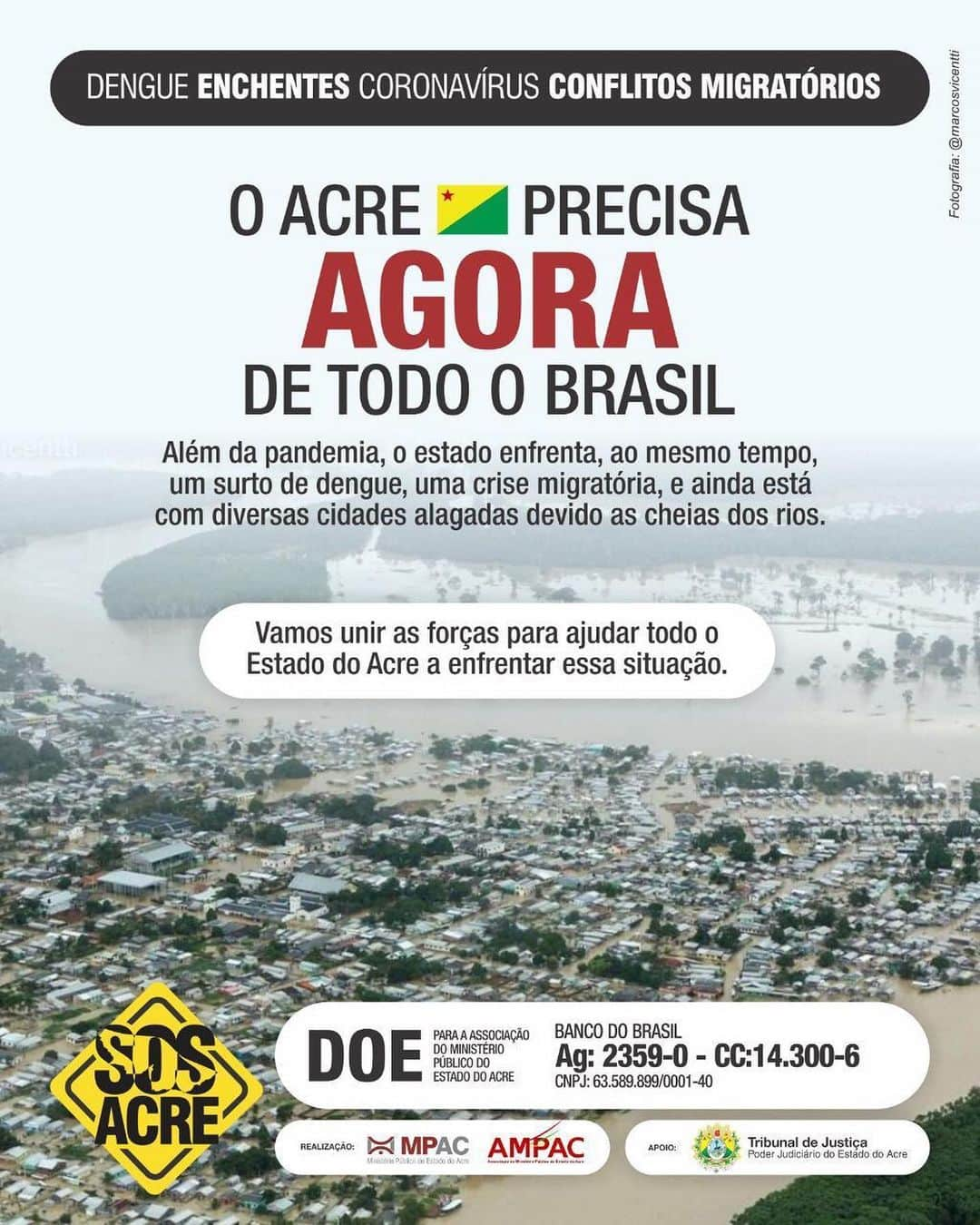 Preta Gilさんのインスタグラム写真 - (Preta GilInstagram)「O Acre precisa AGORA de todo o Brasil!  Amigos, a população do Acre passa por um momento muito difícil, muito além da pandemia.   O Estado enfrenta, ao mesmo tempo, um surto de dengue, uma crise migratória, e ainda está com diversas cidades alagadas devido as cheias dos rios.  Nossa mobilização somente entre amigos não é mais suficiente, precisamos de mais esforços.   Nosso pedido é para que o Brasil olhe para esse cantinho da Amazônia e cada um de vocês possa ajudar da maneira que for possível.   Existem várias iniciativas sendo feitas, com pessoas e instituições sérias, comprometidas e solidárias.   Vamos divulgar a campanha conduzida pela Associação do Ministério Público do Estado do Acre, para que vocês possam acompanhar com transparência e ter acesso depois a prestação de contas, sabendo de que forma sua ajuda foi utilizada.   Associação do Ministério Público do Estado do Acre Banco do Brasil Agência: 2359-0 Conta Corrente: 14.300-6  Fotos: Marcos Vicentti, Pedro Devani, Edmilson Junior - (outras de autores desconhecido)  #sosacre #alagação #solidariedade #acre」2月21日 6時16分 - pretagil