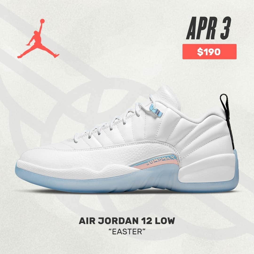 Sneaker News x Jordans Dailyさんのインスタグラム写真 - (Sneaker News x Jordans DailyInstagram)「UPDATE: Looks like the Air Jordan 12 Low "Easter" will be releasing on April 3rd at a price tag of $190 USD. Will you be going for a pair?⁠ ⁠ For the full story, hit the link in the bio #jordansdaily」2月21日 7時01分 - jordansdaily
