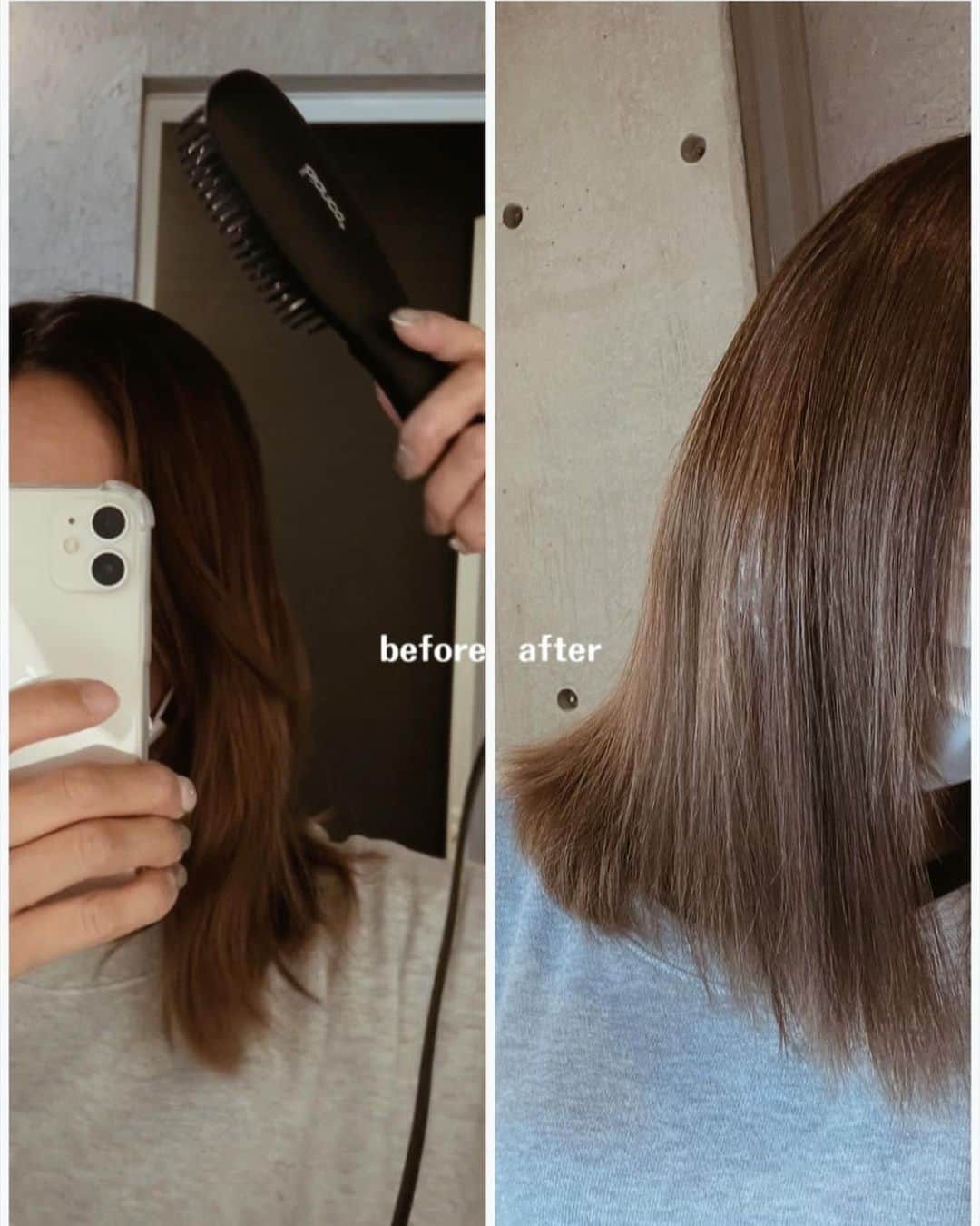 Erikaさんのインスタグラム写真 - (ErikaInstagram)「やっぱり これは 間違いなく便利なので、 是非ともおすすめ🙌🏻  @marieanne_official   ↑なんなら、いつもヘアの仕事の時に使うことが多いけど、 めっちゃ絶賛されます🙌🏻🙌🏻  リールにも使ってるの 載せてます◁◁ ‖ ▷▷  髪の毛全体にも使いやすいサイズで、 ブラシ感覚で、髪の毛を梳かすだけってかんじです。  仕事で髪の毛結ばないといけなくて、 帰りゴム跡を直したい。  癖があるけど、、まっすぐすぎず、自然に直したい。  顔周り火傷が怖くて、根元の髪の毛まで、伸ばせない。  子供が小さくて、アイロンを使ってて、触ったらどーしよーとか。  髪の毛に艶が欲しい。  前髪ふんわりさせたい。  ↑こんなかんじの悩みは、これで解決しやすいです🤚🏻 実際あたしはそうです🙋‍♀️  温度設定も出来るし、直接肌に当たるところは熱くなく、ブラシの隙間にアイロン部分がついてて非常に〇。  before→after も載せたけど、  ストーリーには動画載せますね👌🏻 リンクも貼っておきます。  ┈┈┈┈┈┈┈┈┈┈ #サラサラ#サラサラヘアー #髪の毛#ヘアケア#寝癖直し#時短#u時短ヘア#アイロンブラシ#ブラシ#ヘアブラシ#癖毛#悩み解決#ヘアスタイル#ヘアアレンジ#hair#hairstyle #hairbrush #くせ毛#くせ毛直し#おうち時間#セルフケア#セルフヘアアレンジ #ストレートは時短できる#marieanneタイアップ」2月21日 7時22分 - 911erika