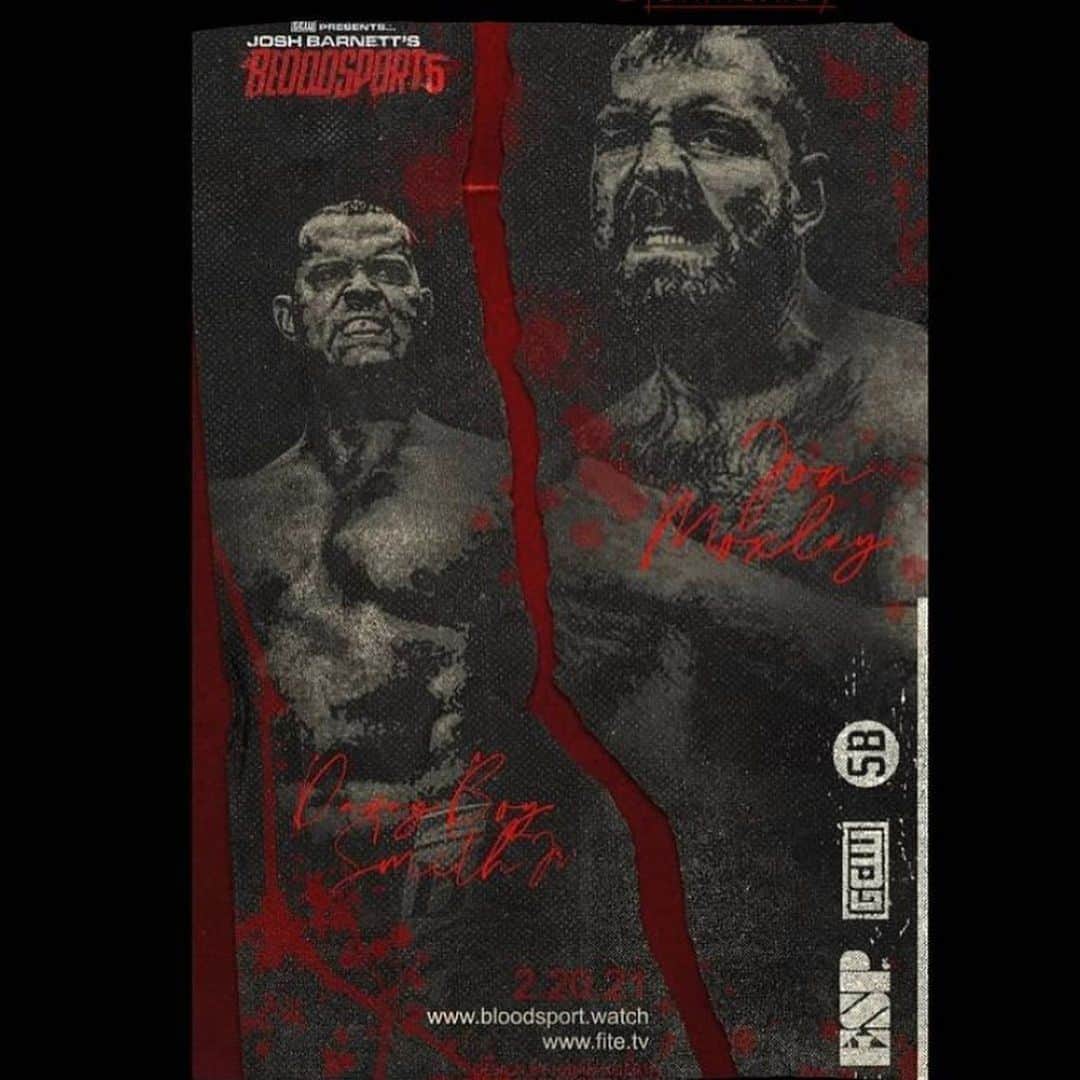 のインスタグラム：「Tonight 7PM EST it’s BLOODSPORT 5 time! I’ll be facing off against Jon Moxley in a bout none of you want to miss. 🤜🤛This will be hard hitting, submission stretching, crazy battle! 🩸🤼‍♂️ Watch on @FiteTV: fite.tv/watch/josh-bar… OR Bloodsport.Watch」