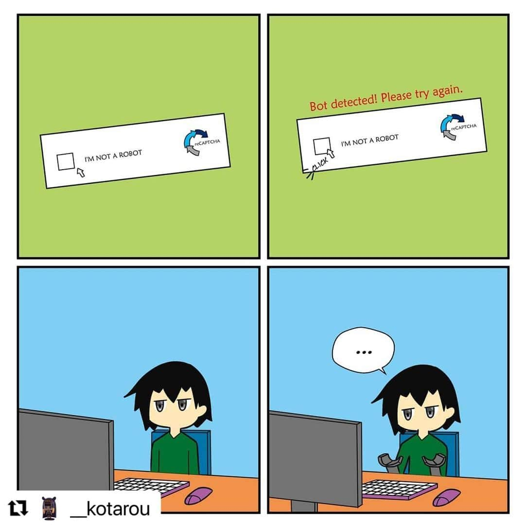 Koleksi Komik Malaysiaさんのインスタグラム写真 - (Koleksi Komik MalaysiaInstagram)「#Repost @__kotarou with @make_repost ・・・ Fail captcha A person: maybe I'm a robot . Follow @__kotarou Kalau korang suka komik aku, consider untuk share komik ni . . . #oc #originalart #koleksikomikmalaysia #anime #manga #malaysia #animearts #artwork」2月20日 23時50分 - tokkmungg_exclusive