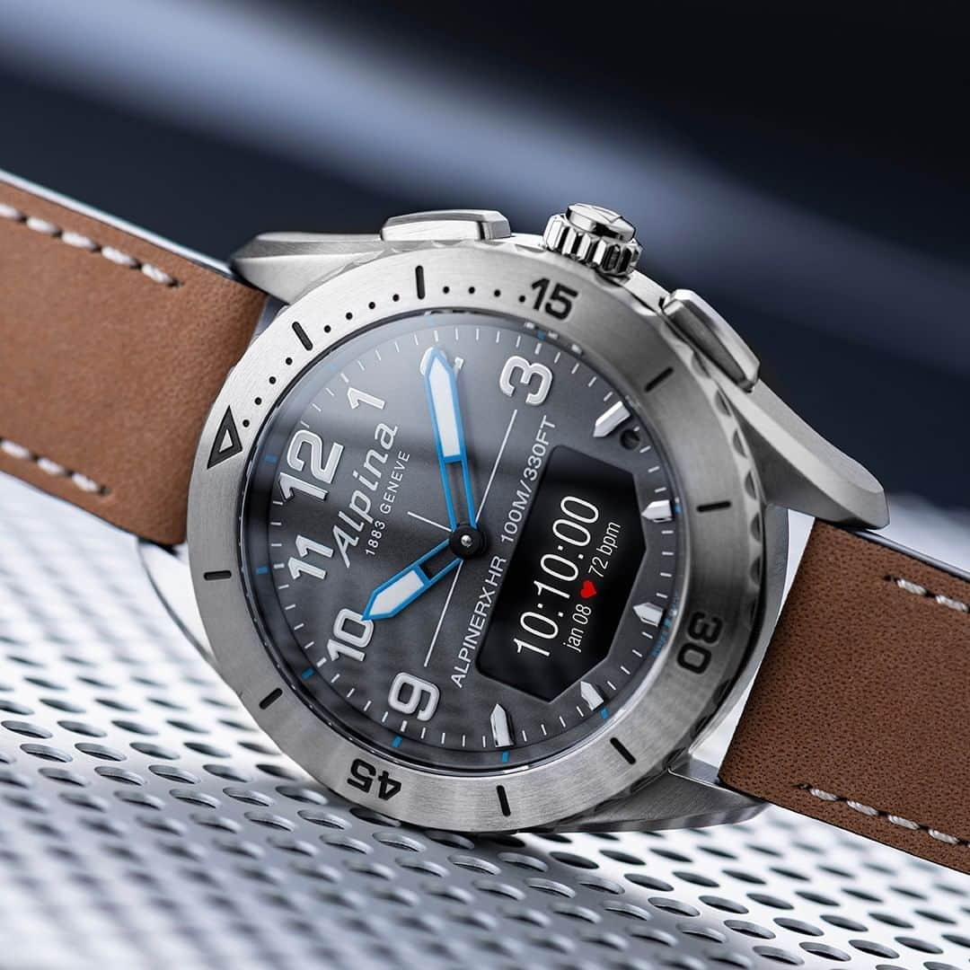 アルピナのインスタグラム：「Beautiful traditional Swiss Made design and connected technology, meet the new #AlpinerXAlive full Titanium, available exclusively online ⌚  #AlpinaWatches #ReachYourSummit  Check out the link in bio to learn more about our AlpinerX Alive Titanium collection. . . . . #Smartwatch #ConnectedWatch #Alpina #Alpinist #Outdoors #GPS #altitude #RECCO #watch #watches #watchesofinstagram #watchporn #watchoftheday #watchaddict #timepiece #watchfam #horology #instawatch #wristwatch #wristporn #dailywatch #watchgeek #watchnerd #womw #wristgame #watchcollector #watchanish」