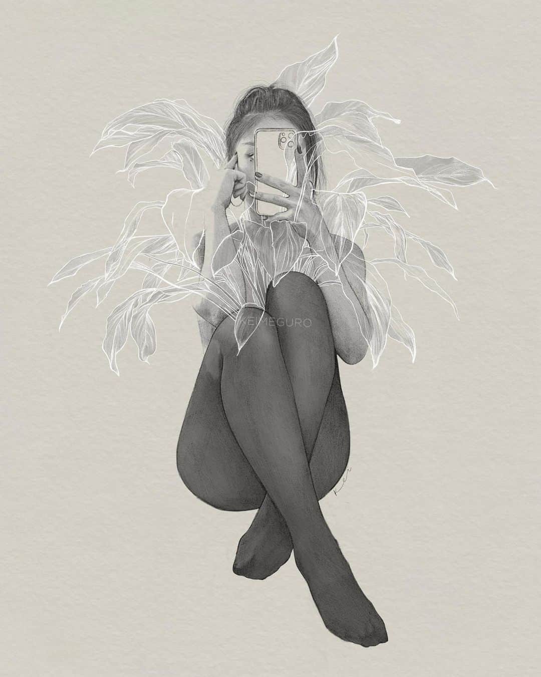 のインスタグラム：「Moody, dramatic, low-key poisonous, constantly thirsty but wants to be left alone in the dark. We’re talking peace lilies, not me🪴🦥 (...well)  #mirroringkeimeguro #peacelily」