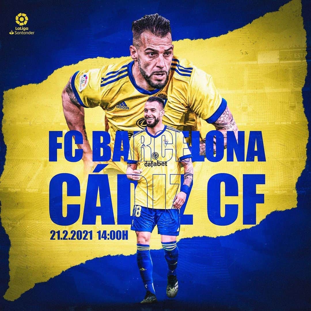 アルバロ・ネグレドのインスタグラム：「Con convicción, compromiso y determinación a por un reto complicado. ¡Vamos @cadizclubdefutbol! 💛💙🤜🏼🤛🏼  #LLNSN #AN1+8 #FCBarcelonaCadiz」