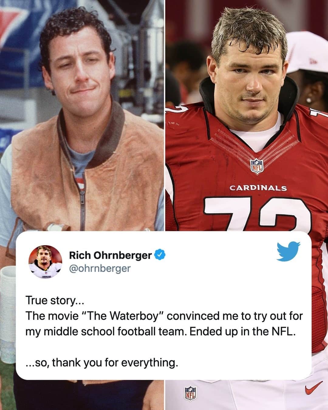 espnのインスタグラム：「Bobby Boucher inspired a young Rich Ohrnberger to play football. He ended up playing five seasons in the NFL. LEGENDARY 👏」