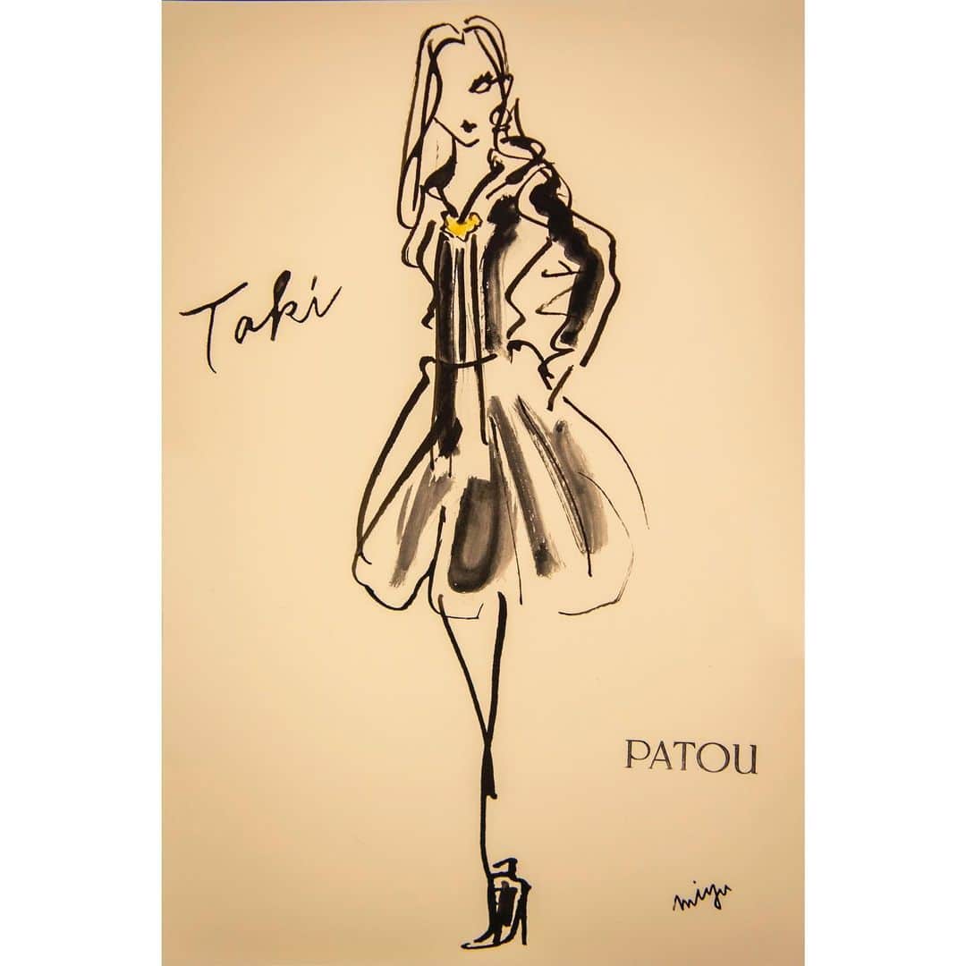 Taki Tanakaのインスタグラム：「Sketch me Patou !　@isetan_shinjuku   先週金曜日に開催した #パトゥ のスペシャルイベント。 お買い上げのみなさまに 人気イラストレーター #大橋美由紀 さんがパトゥを身につけた姿を スケッチしてプレゼントしました。  みなさまとっても喜んで下さり嬉しかった♡  私も美由紀さんに素敵に書いてもらいました。  #ThankYou @miyuki_ohashi   オフィシャルカメラはなかよしロブ #PhotoBy @robwalbers #Thanks  #可愛いパトゥ  #LesFillesEnPatou   @patou  @guillaumemarcdamienhenry   【パトゥポップアップストア開催中！】 PATOU POP UP STORE 伊勢丹新宿店 本館３階　 センターパーク/プロモーション 2月17日(水)～3月2日(火)   #izastagram」