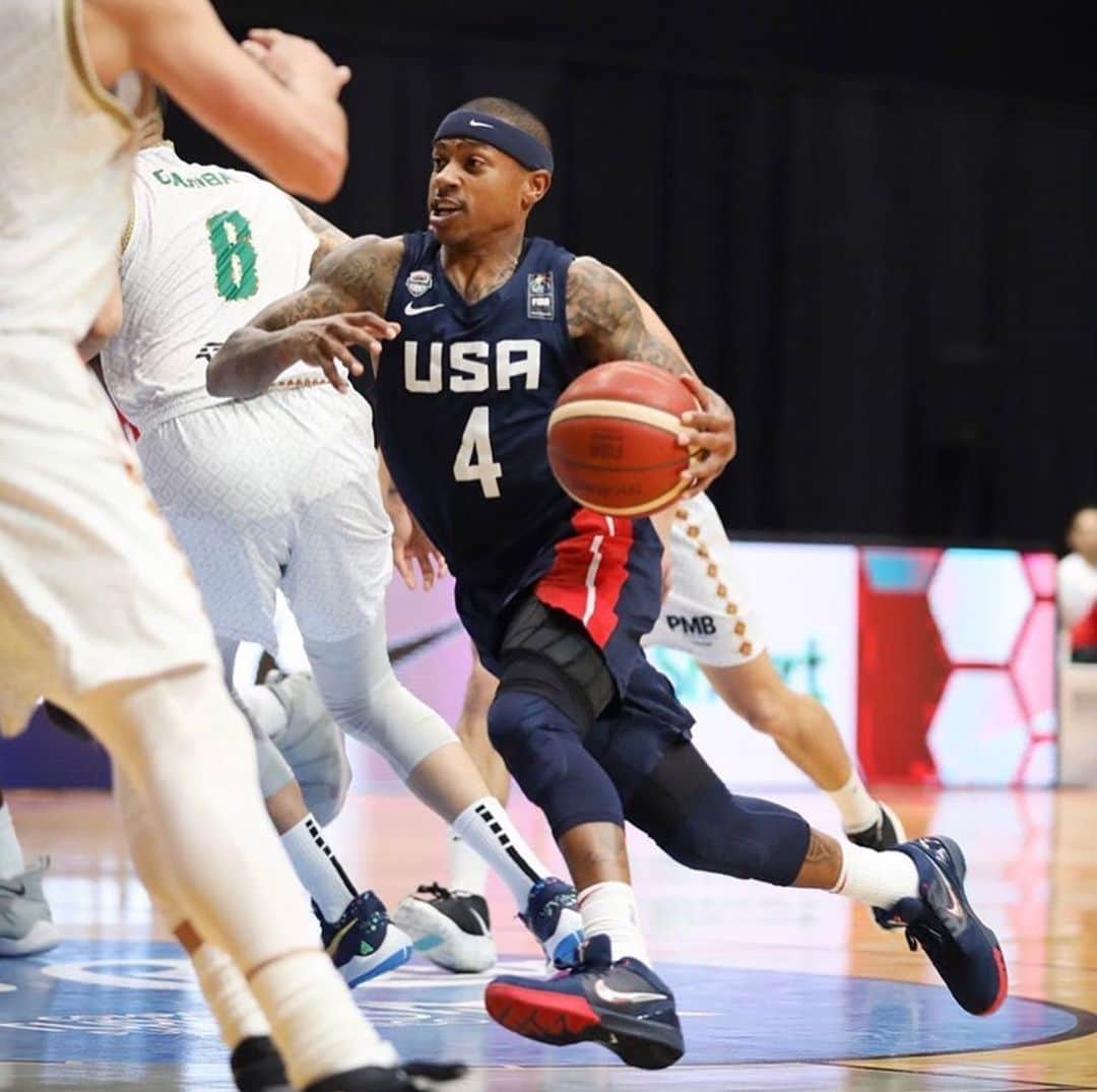 アイザイア・トーマスのインスタグラム：「Thank you @usabasketball for the opportunity to represent the country! We Got 2 wins & showed the world I’m healthy & back to being ME!! #ThatSLOWgrind #MarathonRunner 🏁🇺🇸」