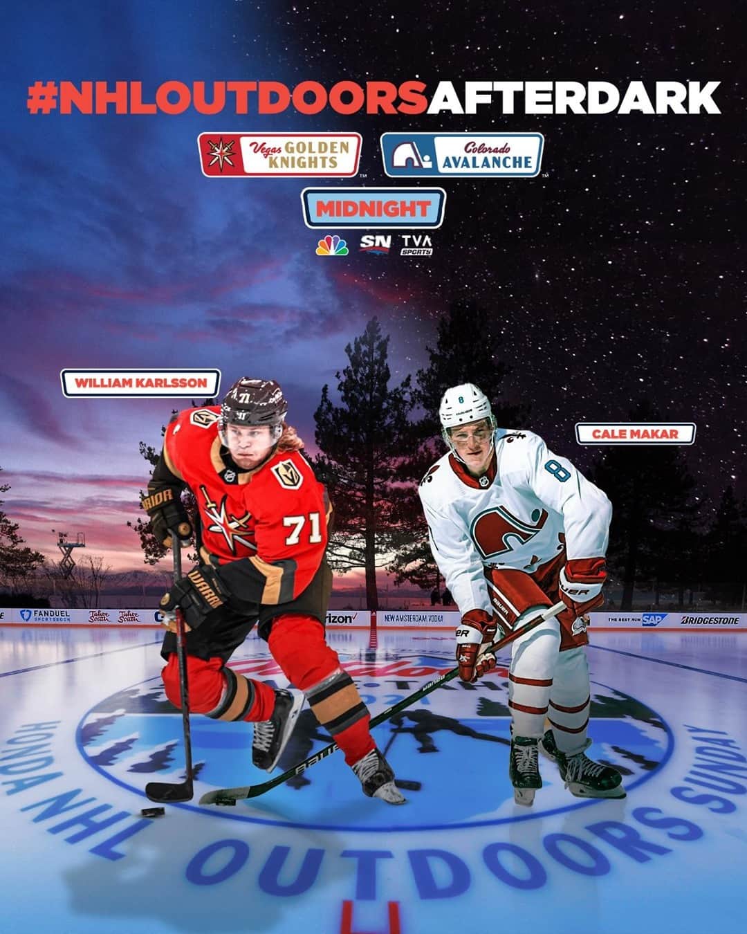 NHLさんのインスタグラム写真 - (NHLInstagram)「#NHLOutdoorsAfterDark is almost here‼️‼️  @vegasgoldenknights vs. @coloradoavalanche resumes at MIDNIGHT on @nhlonnbcsports and @sportsnet.」2月21日 13時15分 - nhl