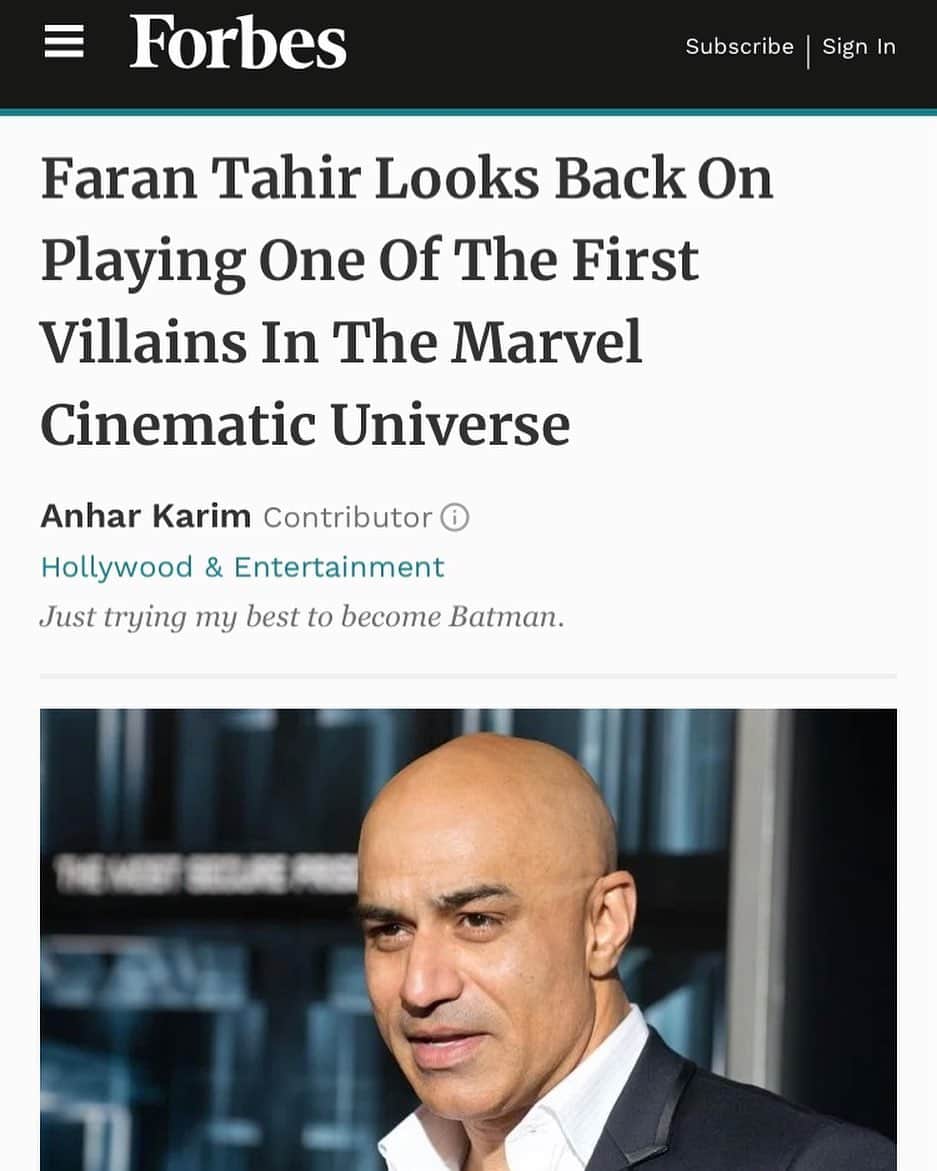 ファラン・タヒールのインスタグラム：「Check out my interview with #Forbes...Link in Bio. #FaranTahir #IllMeetYouThere」