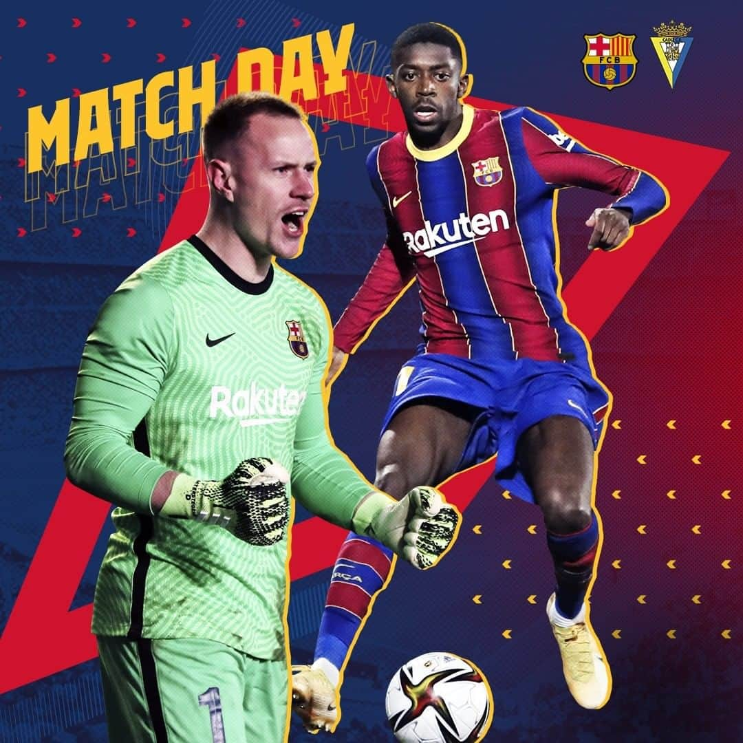 FCバルセロナさんのインスタグラム写真 - (FCバルセロナInstagram)「🔥 M A T C H D A Y ! 🏆 @laliga  🏟 Camp Nou 🆚 @cadizclubdefutbol  ⏰ 2pm CET 📲 #BarçaCadiz 💙❤️ Som-hiii Barça!」2月21日 18時00分 - fcbarcelona