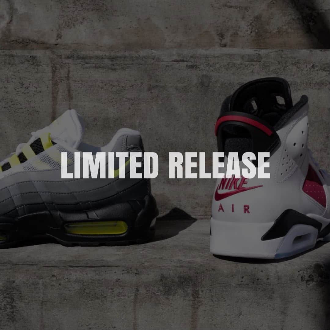 beams_harajuku_officialのインスタグラム：「… ＜NIKE> AIR JORDAN 6 Retro Carmine、AIR MAX95 OGをビームス 原宿にて限定再販します。 今シーズン＜BEAMS＞が提案するスタイルを彩る注目のスニーカーをお見逃しなく。  【抽選エントリーに関して】 ・抽選エントリー期間：2021年2月21日(日)19時から2月24日(水)23時59分まで。 ・エントリーご希望のお客様は、「instagramプロフィール画面の抽選フォーム」よりご確認ください。  #nike #airmax #airmax95 #jordan #jordan6 #carmine #limitedrelease #sneakers #21SS #beams #ビームス #harajuku_beams #HARAJUKUSTYLE #mensfashion」