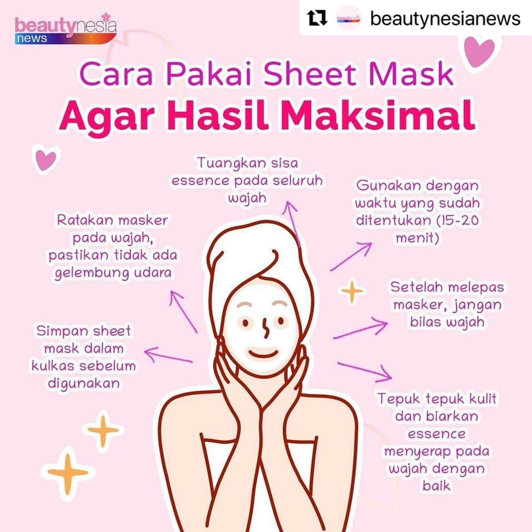 Beauty | Health | Fashionさんのインスタグラム写真 - (Beauty | Health | FashionInstagram)「#Repost Follow @beautynesianews untuk info lebih lengkap 😊✨ ・・・ Nonton drama korea sambil pakai sheet mask, WFH sambil pakai sheet mask, bahkan rebahan sambil scrolling sosmed juga tetap pakai sheet mask . Ada yang seperti ituhh ??⁣⁣⁣ ⁣⁣⁣ Kalau iya, kamu harus perhatikan juga nih cara pakai sheet mask supaya hasilnya bisa glowing dengan maksimal ✨. Salah satunya, pastikan essence pada sheet mask gak terbuang sia sia ya beb. Tuangkan semua sisa essence dari bungkusnya lalu ratakan ada wajah. ⁣⁣⁣ Gimana ? Kamu sudah coba cara ini belum beb ? 😚💖⁣⁣⁣ ⁣ —⁣ #BeautynesiaNews  #Glowing2020 #TipsCantik #TipsKecantikan  #InfoKecantikan #infocantik #skincaremurah #KulitGlowing #kulitnormal #TipsSkincare #skincarerutin #produkskincare #basicskincare #infoskincare #glowingskincareroutine #MengatasiKulitKusam #skincaredirumahaja #skincarehabits #skincaredirumah #urutanskincare #nightSkincare #nightSkinCareRoutine  #skincaremalam #skincarerutinmalam #JenisKulit #facemask #sheetmask #claymask #gelmask」2月21日 19時40分 - beautynesia.id