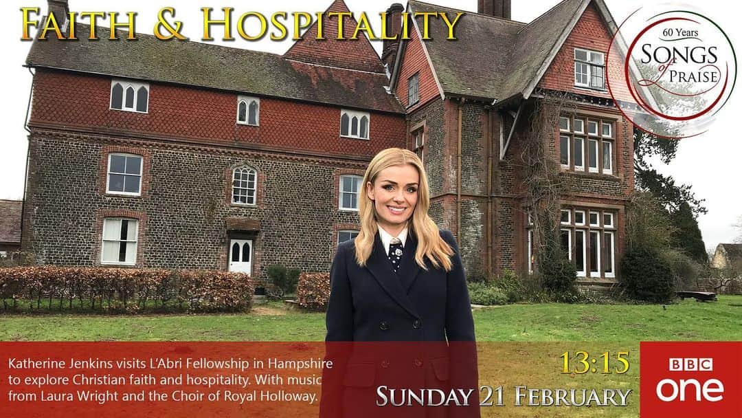 キャサリン・ジェンキンスのインスタグラム：「I just wanted to let you know that this week’s Songs of Praise will be our Faith and Hospitality episode airing today at 1.15pm on BBC1 and will be available to watch online on iplayer afterwards.」