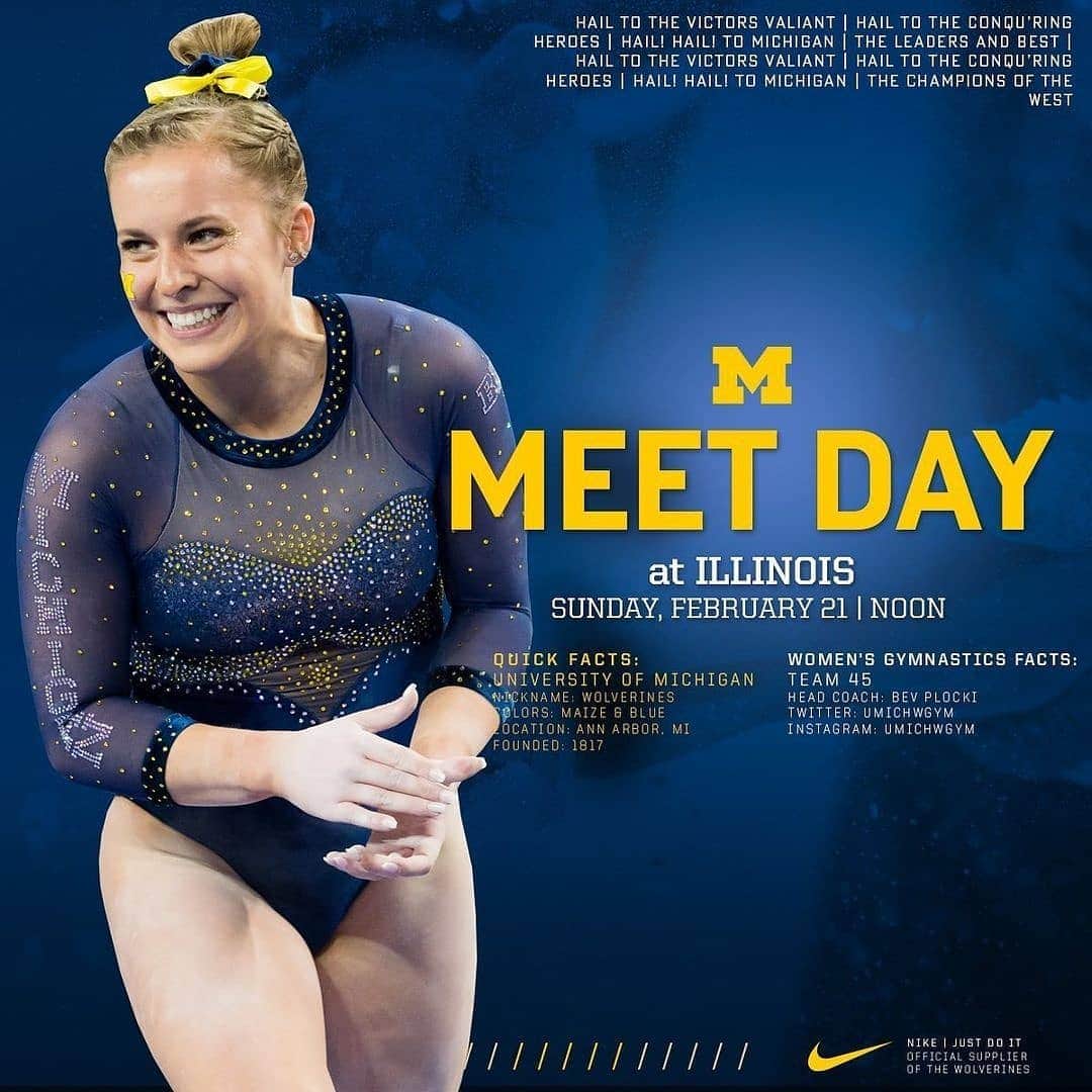 Inside Gymnasticsさんのインスタグラム写真 - (Inside GymnasticsInstagram)「Busy day!! Who are you watching?!?  Reposted from @umichwgym Ready for MEET DAY! First one on the road today at noon! #GoBlue 〽️」2月22日 2時16分 - insidegym