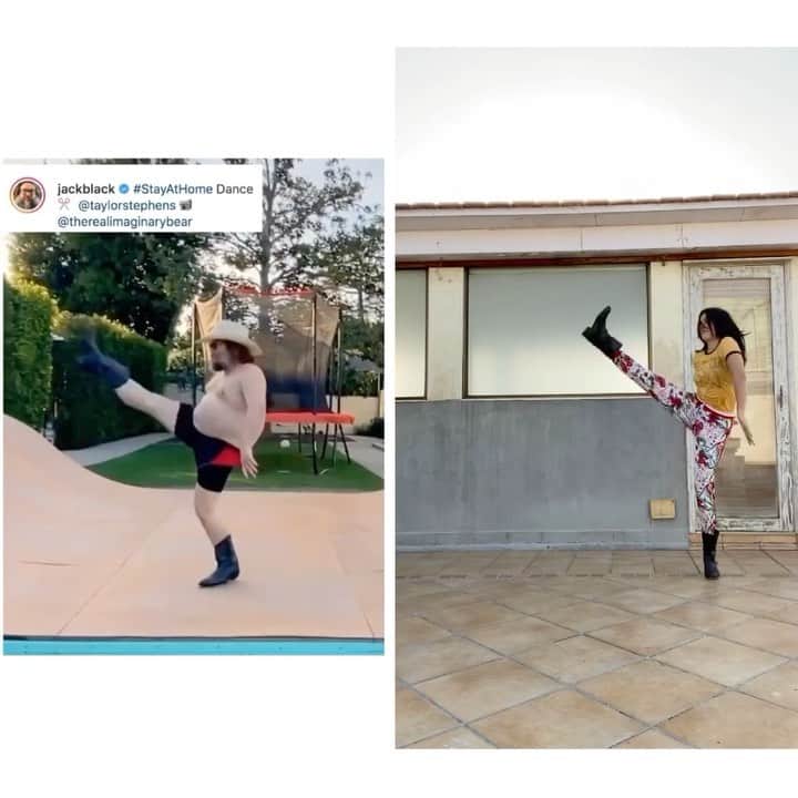 カトリーナ・カイフのインスタグラム：「On one fine sunny day - this seemed like a good idea ☺️🏡@jackblack I really hope we get to dance a duet together one day 💃🏻🙂」