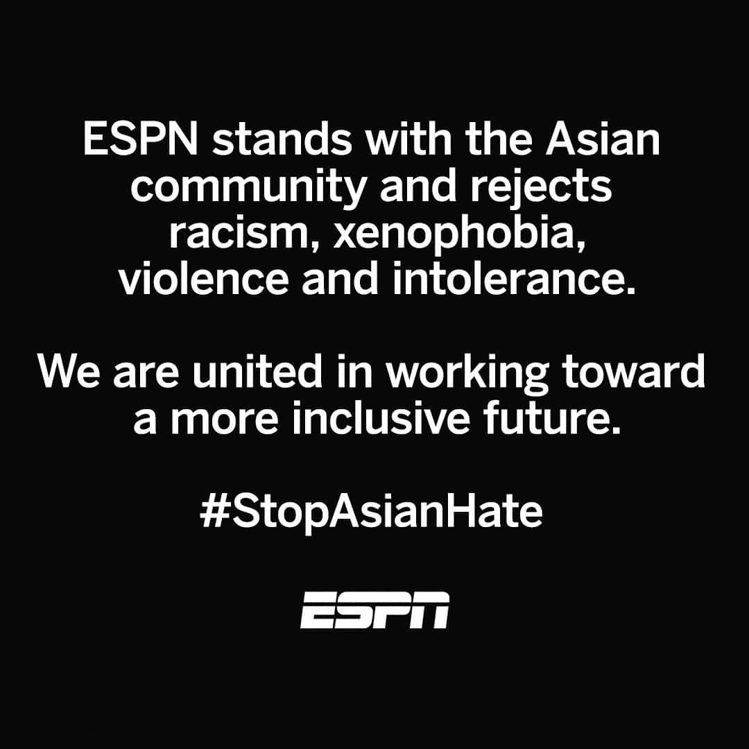 espnのインスタグラム：「We urge everyone to visit resources like @stopaapihate & @advancingjustice_aajc to learn more about ways to support. #StopAsianHate」