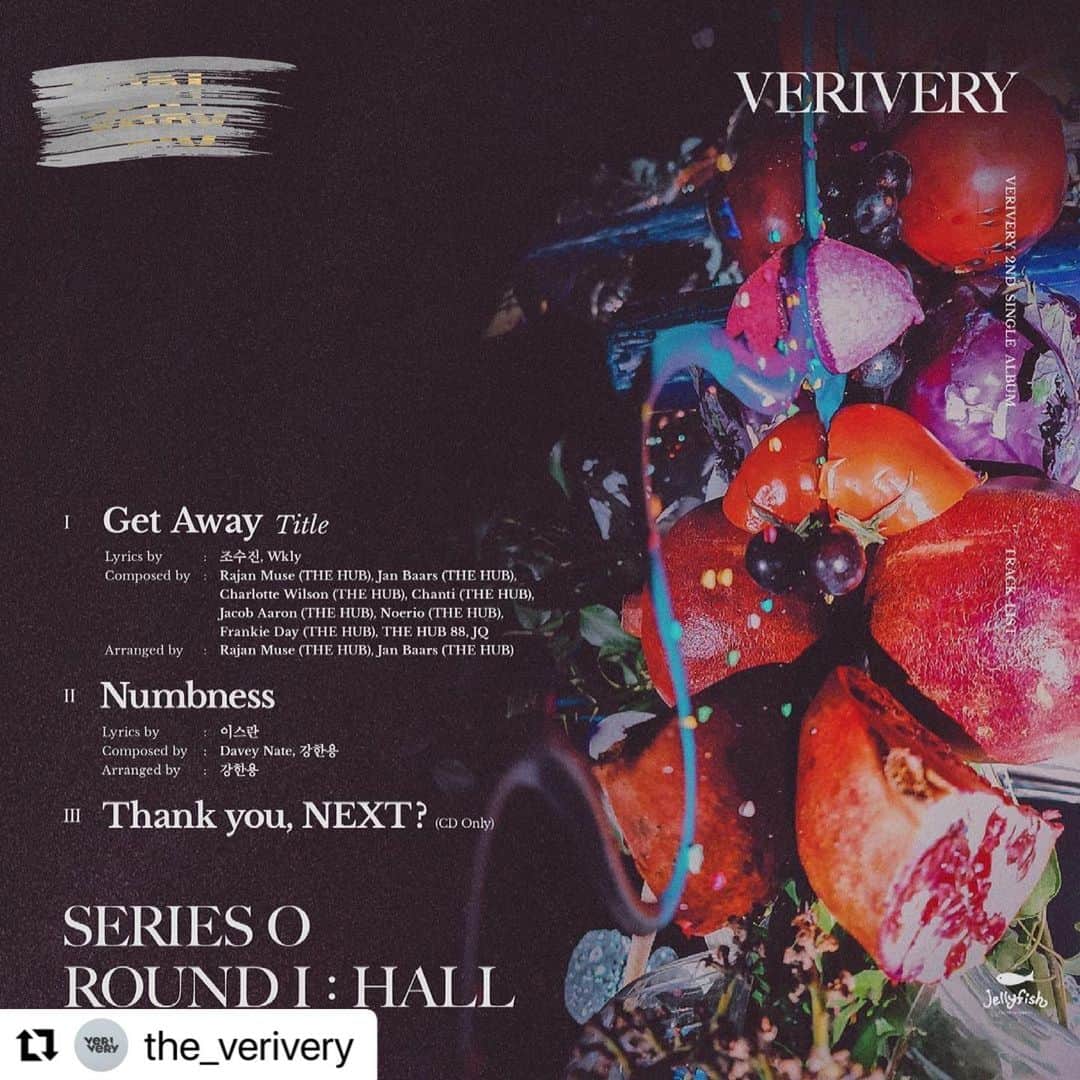 Jellyfish Entertainmentさんのインスタグラム写真 - (Jellyfish EntertainmentInstagram)「#Repost @the_verivery with @make_repost ・・・ VERIVERY 2nd SINGLE ALBUM  SERIES ‘O’ ROUND 1 : HALL  Track List  Title Song _ Get Away  #베리베리 #VERIVERY #VRVR #SERIES_O #ROUND1HALL #20210302_6PM」2月22日 0時07分 - jellyfish_stagram