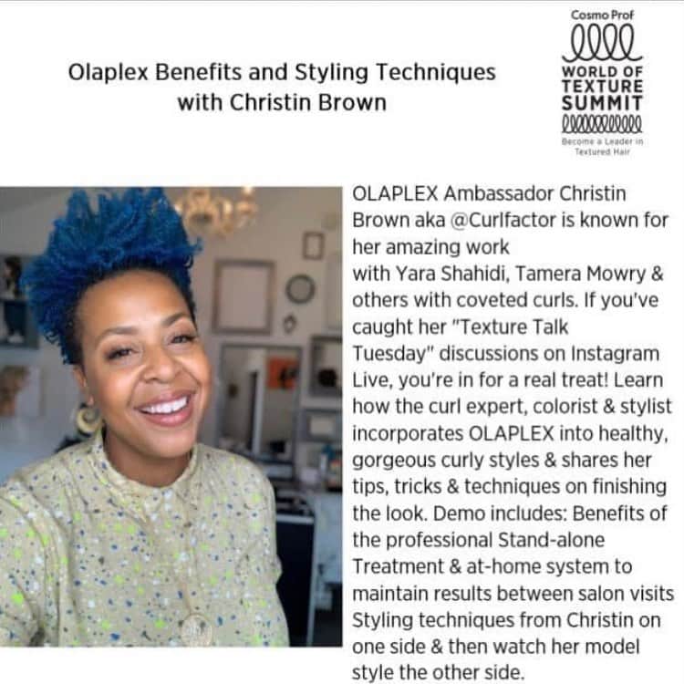CosmoProf Beautyさんのインスタグラム写真 - (CosmoProf BeautyInstagram)「Last chance! Join us TOMORROW from 9 AM-5 PM CST for our FIRST EVER World of Texture Summit!➰⁣ ⁣ It’s a can't miss event with a robust community of experts and artists to help you gain professional textured hair knowledge. Below, Is a sneak peek at the brands and artists educating at #WorldOfTextureSummit 👇⁣ ⁣ Paul Mitchell: @hairbypaulaperalta & @popular_nobody⁣ Schwarzkopf Professional: @brittanywiththebluehair⁣ Joico: @tee.colored.me⁣ Farouk Systems: @etiquette_xxec⁣ DevaCurl: @ness.couture⁣ Mizani: @kauigoodwyn⁣ Olaplex: @curlfactor⁣ Maria Nila: @jasminehairdresser⁣ Rusk: @marcushair⁣ TIGI: @kmorriswestcoasttigi⁣  ⁣ Register for your World of Texture Summit ticket before they sell out! TAG a fellow stylist who needs to attend the World of Texture Summit!⁣ ⁣ #cosmoprofbeauty #licensedtocreate #haireducation #haireducator #hairshow #hairshows #hairschool #hairtips #howtodohair #beautyindustry #licensedcosmetologist #cosmetologist #cosmetology #texturedhair #haircurls #naturalhairstylist #curlynatural #naturalcurls #naturallycurly #curlyhairstyles」2月22日 10時23分 - cosmoprofbeauty