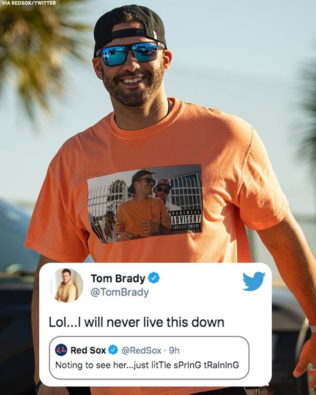 espnのインスタグラム：「The Red Sox and J.D. Martinez having a little fun with Tom Brady 😅 (via @redsox)」