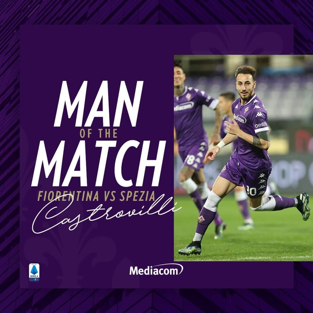 ACFフィオレンティーナさんのインスタグラム写真 - (ACFフィオレンティーナInstagram)「🎖 MAN OF THE MATCH  Il migliore in campo di #FiorentinaSpezia scelto da voi è Gaetano Castrovilli! 👏 You picked @elcastro10 as #FiorentinaSpezia Man of the Match 💪  #ForzaViola 💜 #Fiorentina #ACFFiorentina #GaetanoCastrovilli #Castrovilli」2月22日 3時49分 - acffiorentina