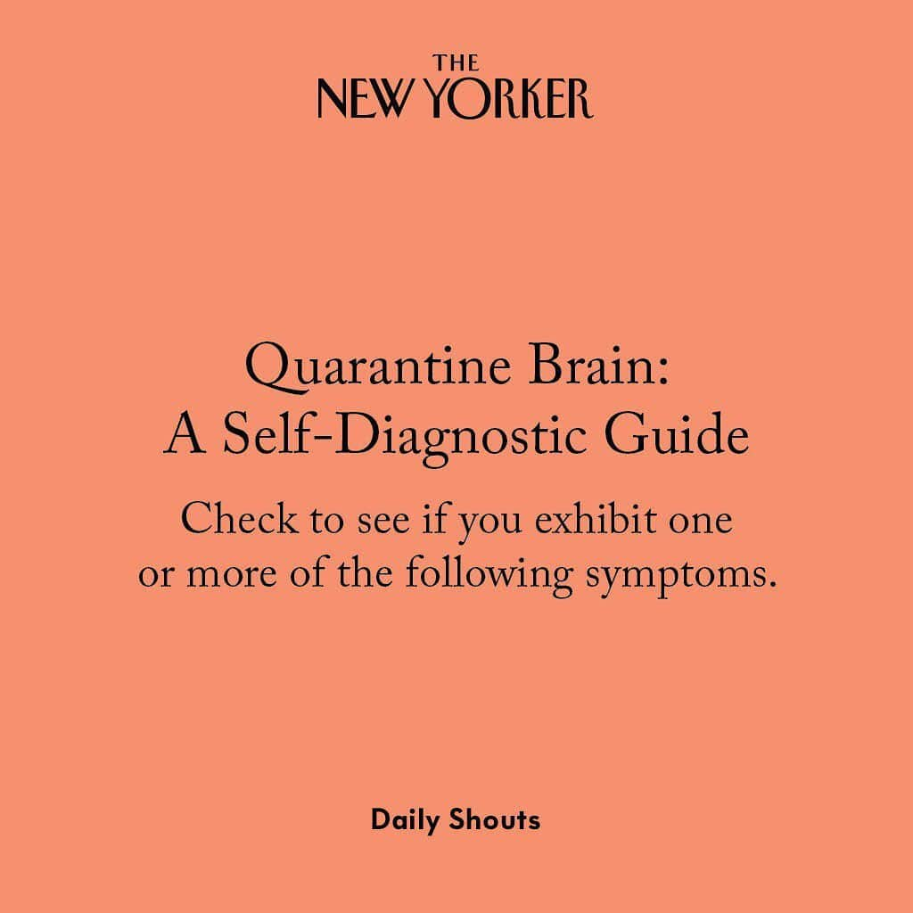 The New Yorkerさんのインスタグラム写真 - (The New YorkerInstagram)「Does your mind feel a bit mushy after months of endless isolation, screen time, and obsessive documentation of your house plants’ growth? Well, fear not! Chances are you’re just experiencing a temporary and highly unofficial condition known as Quarantine Brain. Swipe to see if you exhibit one or more of the symptoms, and see them all, collected by @katradley, at the link in our bio.」2月22日 4時43分 - newyorkermag