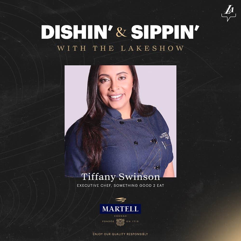 Los Angeles Lakersさんのインスタグラム写真 - (Los Angeles LakersInstagram)「We've teamed up with @martellusa to celebrate local Black chefs and bartenders. In our Dishin' & Sippin' series, we'll highlight their stories and favorite recipes 🍽   First up, Tiffany Swinson of @somethinggood2eat Catering Company. #MakeYourStatement」2月22日 6時58分 - lakers
