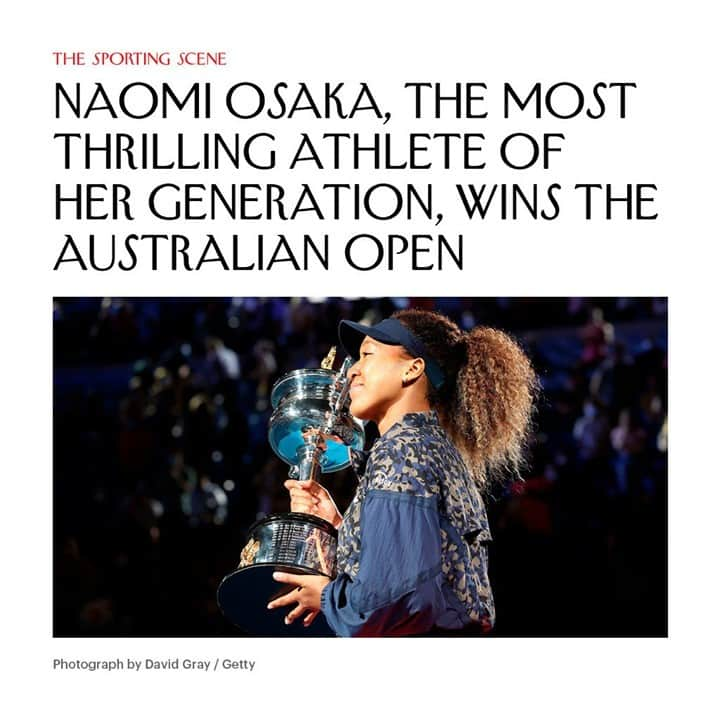 The New Yorkerさんのインスタグラム写真 - (The New YorkerInstagram)「At the Australian Open final on Saturday, Naomi Osaka prevailed over Jennifer Brady, 6–4, 6–3, much as she prevailed over Serena Williams in their semifinal match on Thursday, and much as she prevailed over Brady more than five months ago, at the U.S. Open. Osaka has now won four majors, in the first four Grand Slam finals she’s reached—a feat last accomplished by Monica Seles, 30 years ago. At the link in our bio, Gerald Marzorati writes about the tennis star, whose champion’s game and pop allure are unmatched by any of her peers.」2月22日 7時11分 - newyorkermag