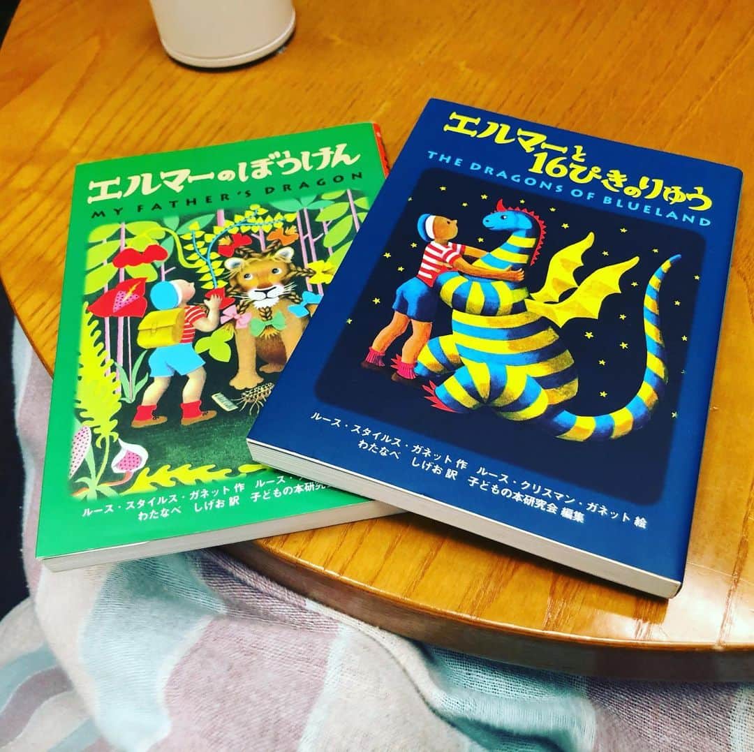 水谷さるころのインスタグラム：「「エルマー」シリーズポケット版を買ってから24年。とうとう息子が読んでいる。ちょっと感動…。ちなみに保育園のお友達だ全部読んだと聞いて読む気になった😅　＃6歳男児マイル」
