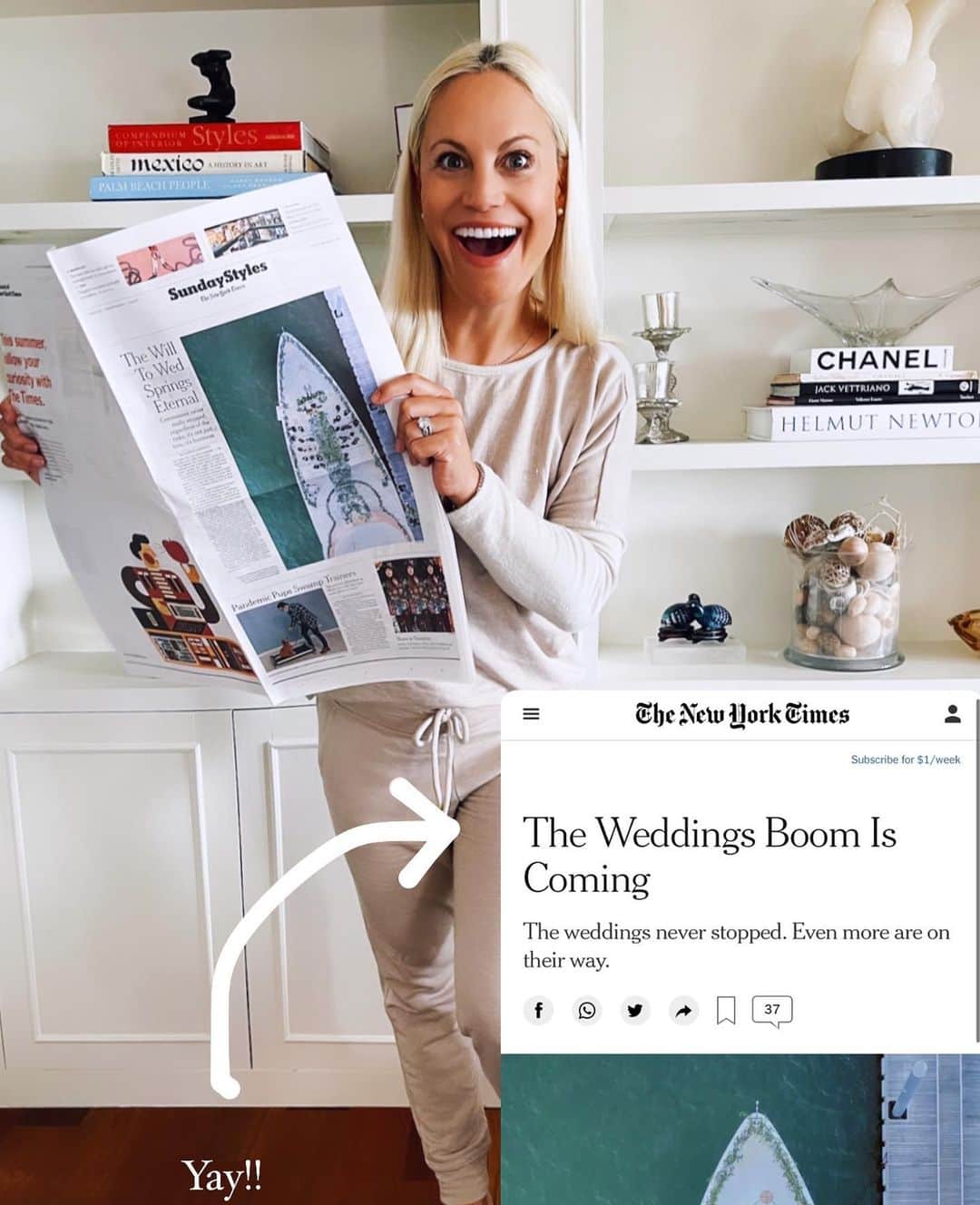Ceci Johnsonのインスタグラム：「Who’s ready for a lot more weddings? 🙋‍♀️ SUNDAY STYLES @nytimes!! Our article got the cover and I couldn’t be more proud and happy for our industry. The first sentence says “Get ready for a lot more weddings” and we’re certainly ready. Completely humbled to be included with so many event luminaries. Thank you New York Times!! We’ve added the link in our stories as well for you. XCeci #sundaystyles #newyorktimes #hopeful #saveevents #cecinewyork」